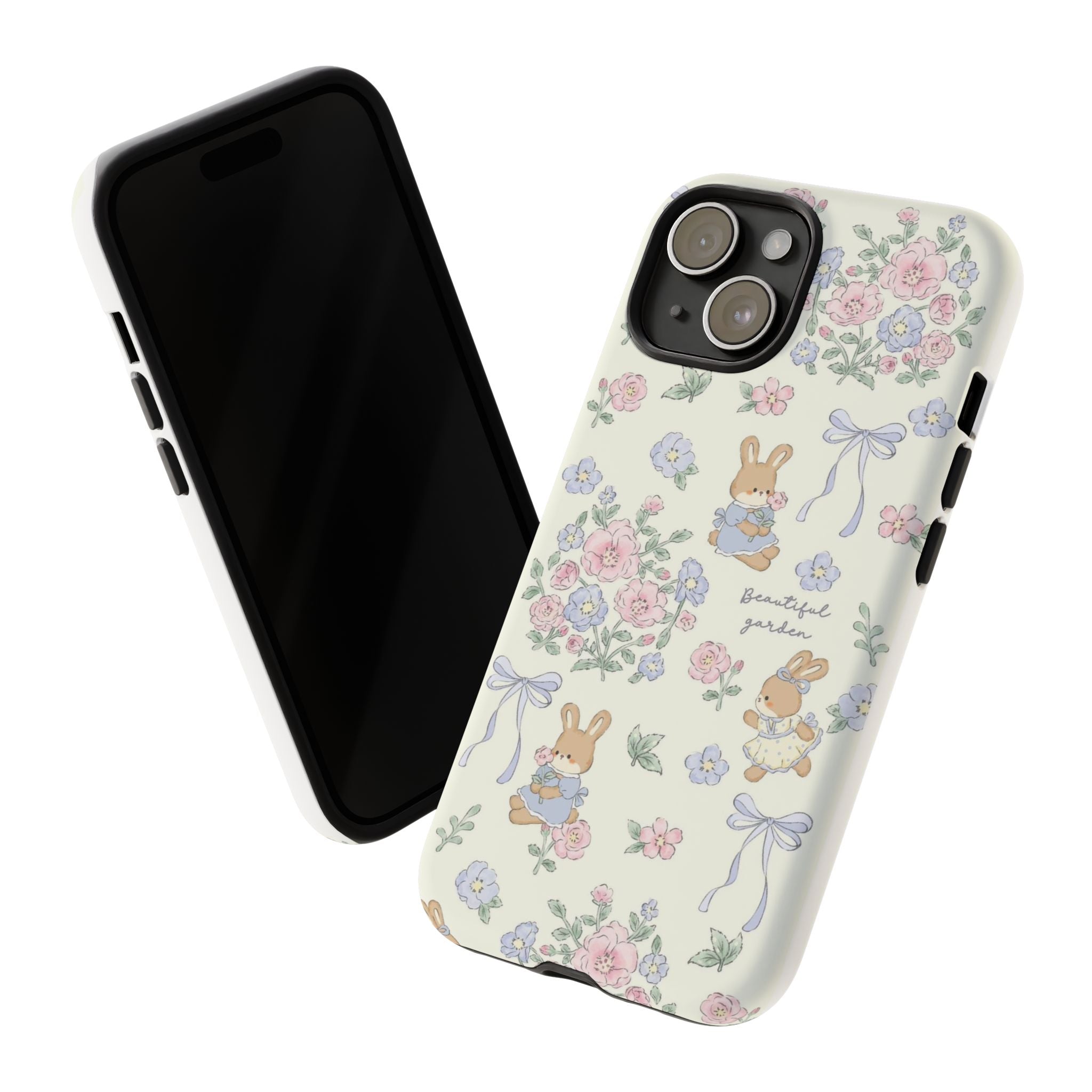 Floral Bunny Phone Case — "Beautiful Garden" Protective iPhone Cover