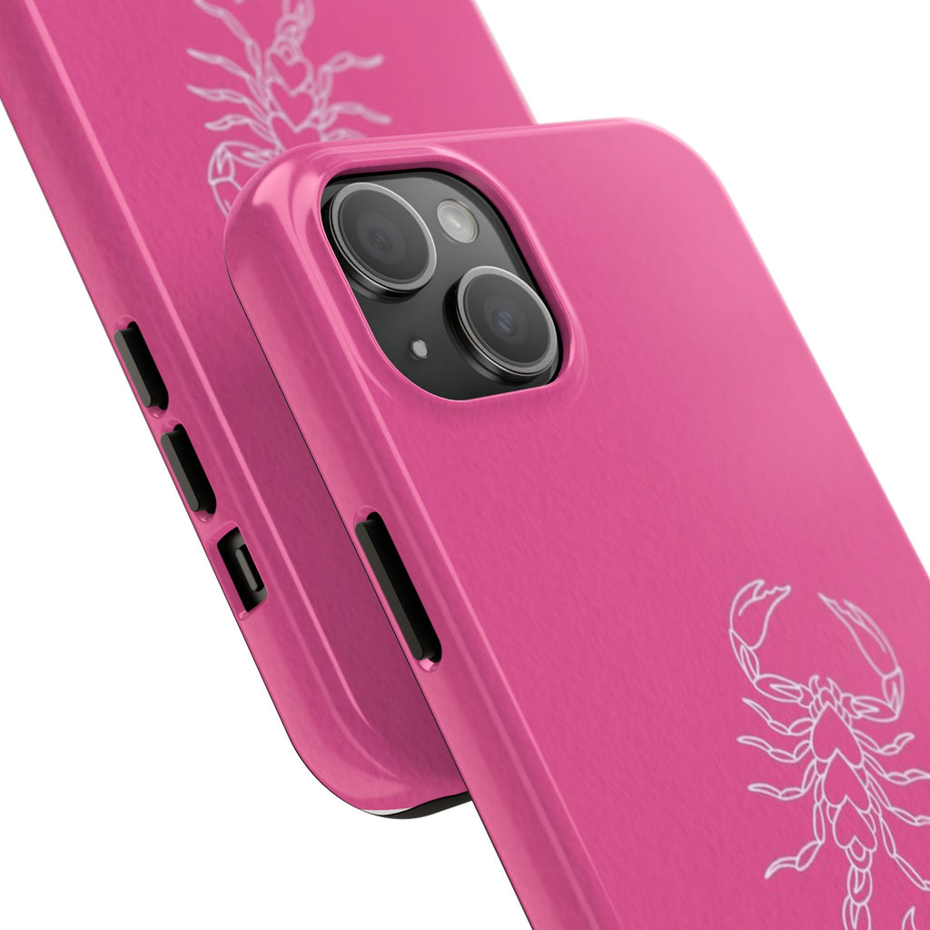 Pink Scorpion Tough Phone Case — Protective iPhone Case with White Scorpion Design