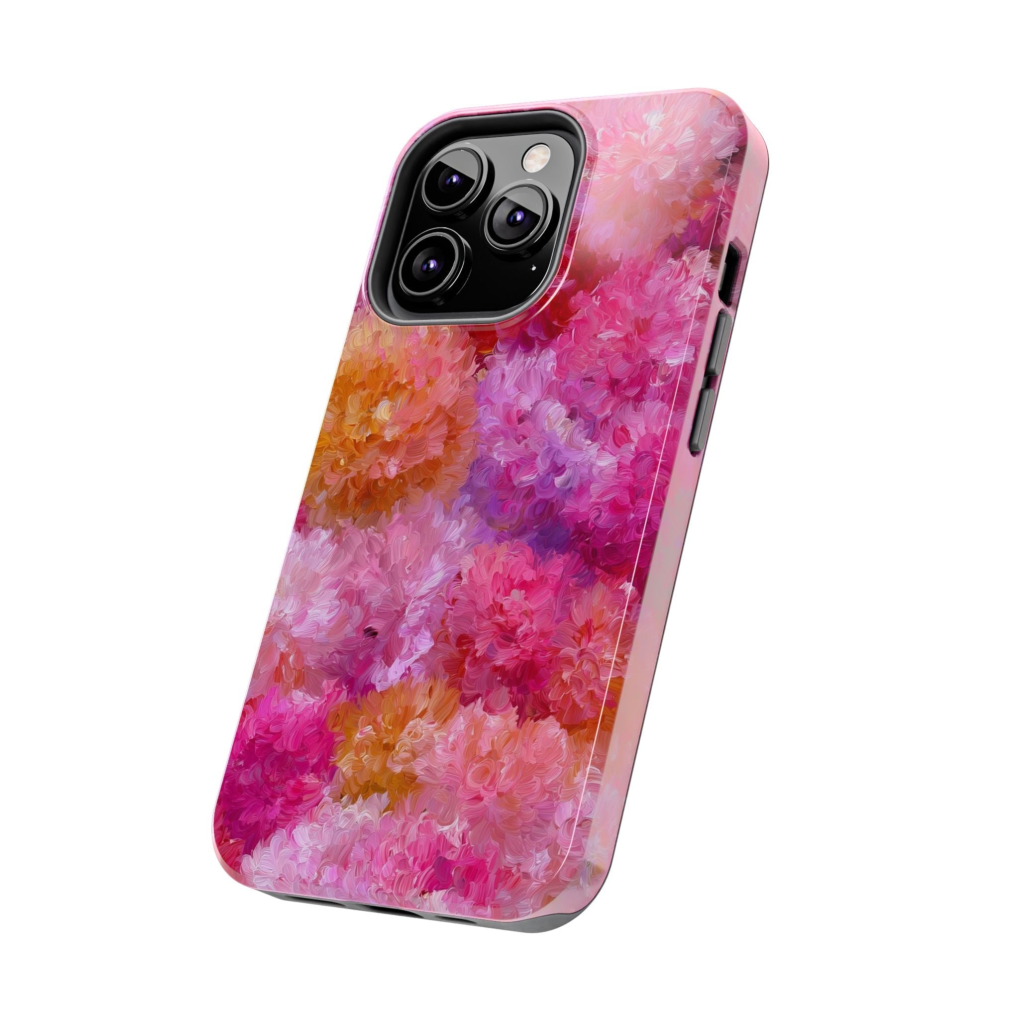Floral Burst Tough Phone Case — Pink Watercolor Peony Protective Cover