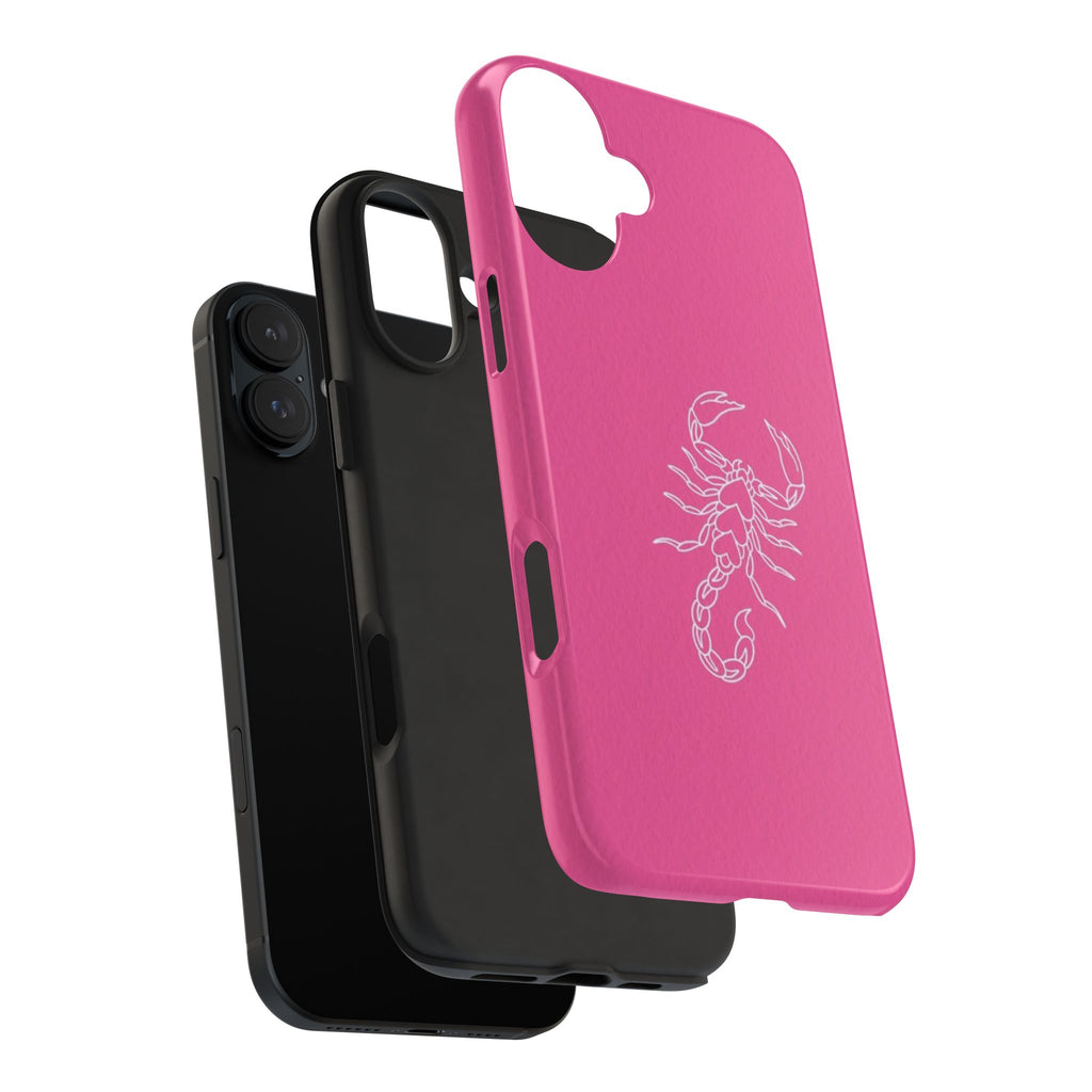 Pink Scorpion Tough Phone Case — Protective iPhone Case with White Scorpion Design