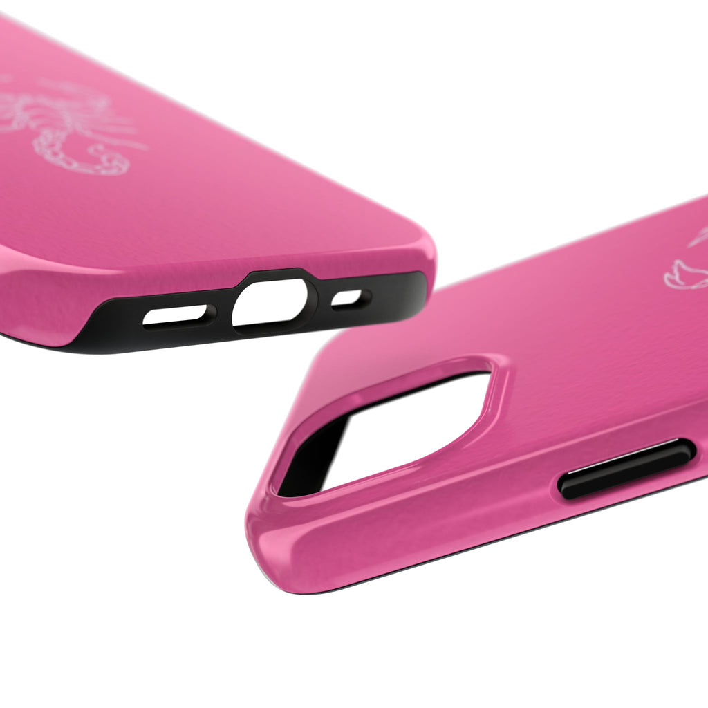 Pink Scorpion Tough Phone Case — Protective iPhone Case with White Scorpion Design