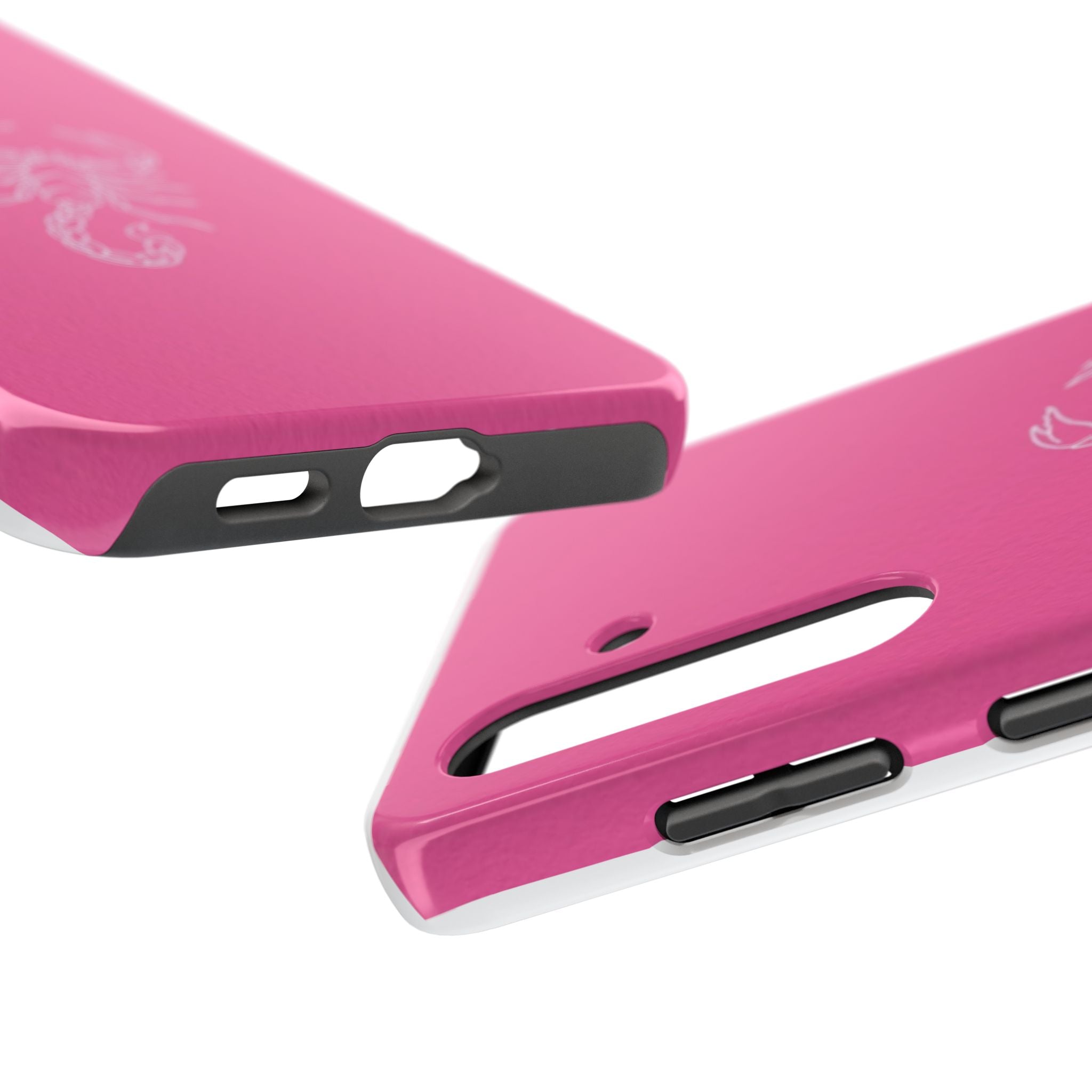 Pink Scorpion Tough Phone Case — Protective iPhone Case with White Scorpion Design