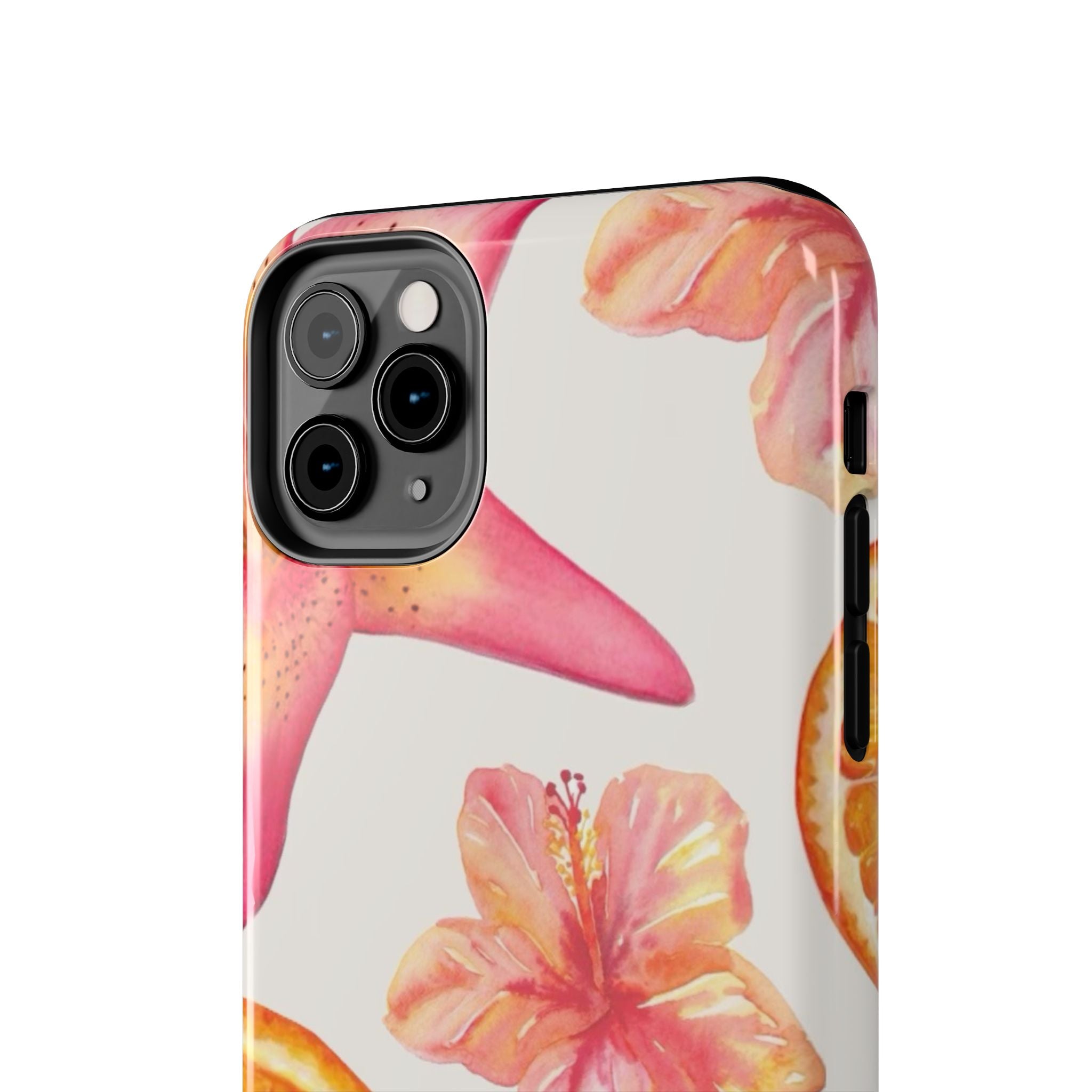 Tough Phone Case — Tropical Citrus & Pink Hibiscus Design