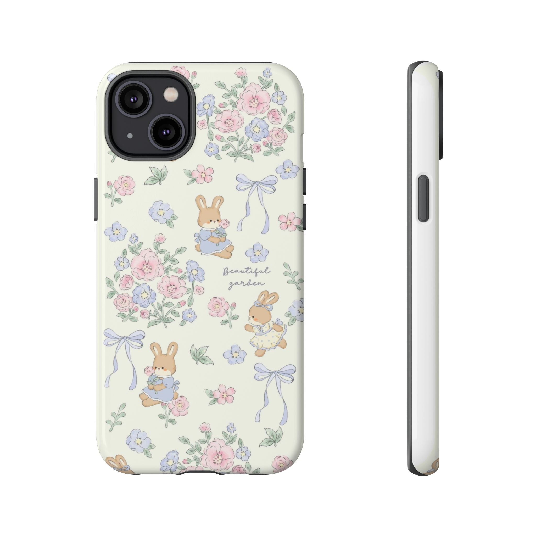 Floral Bunny Phone Case — "Beautiful Garden" Protective iPhone Cover