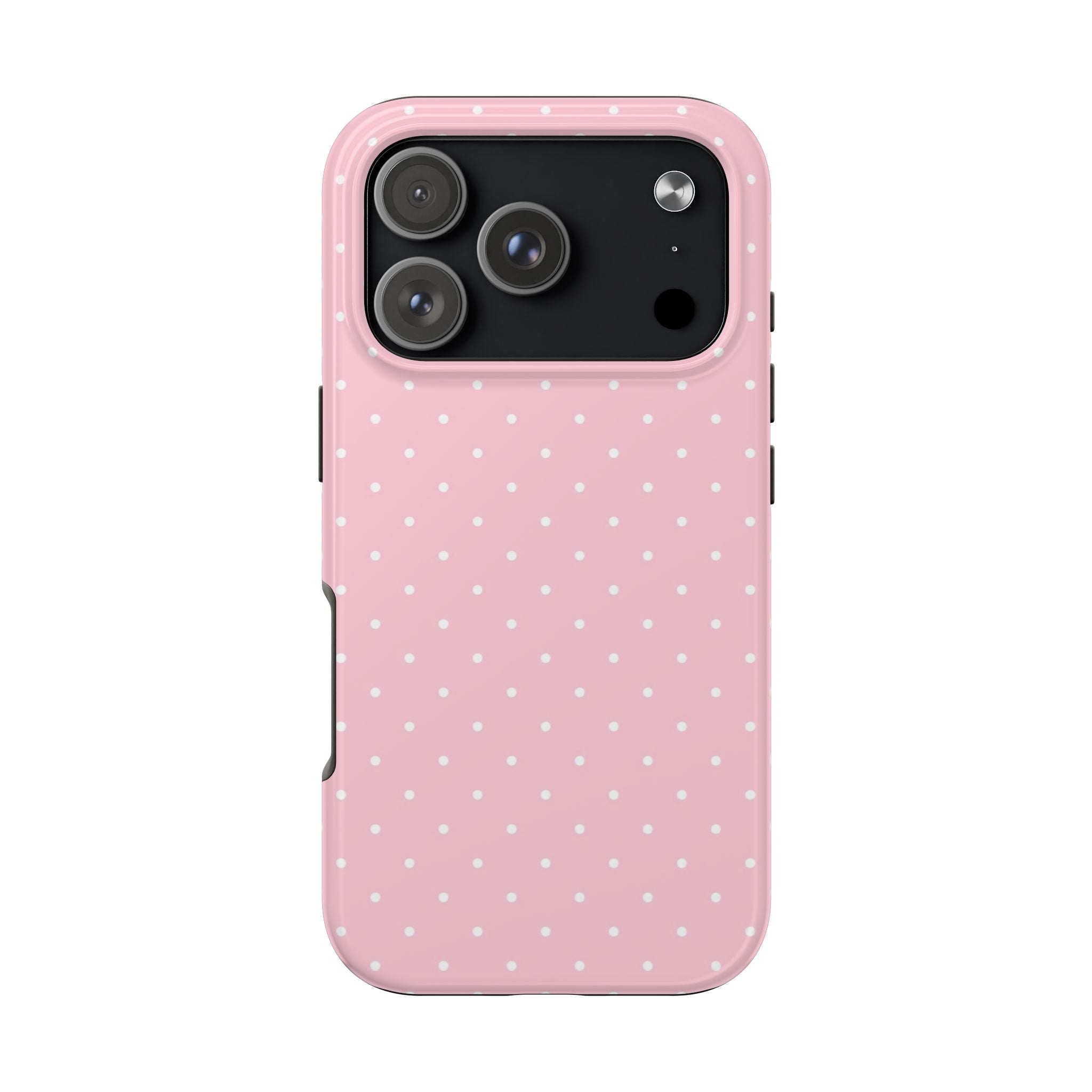 Pink Polka Dot Tough Phone Case — Slim Shockproof Protective Cover