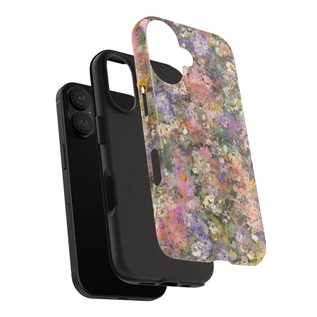 Floral Impression Tough Phone Case — Pastel Meadow Protective Cover