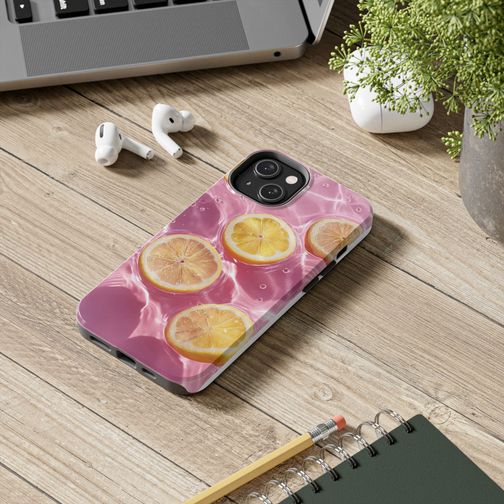 Tough Phone Case — Pink Citrus Lemon Swim Design