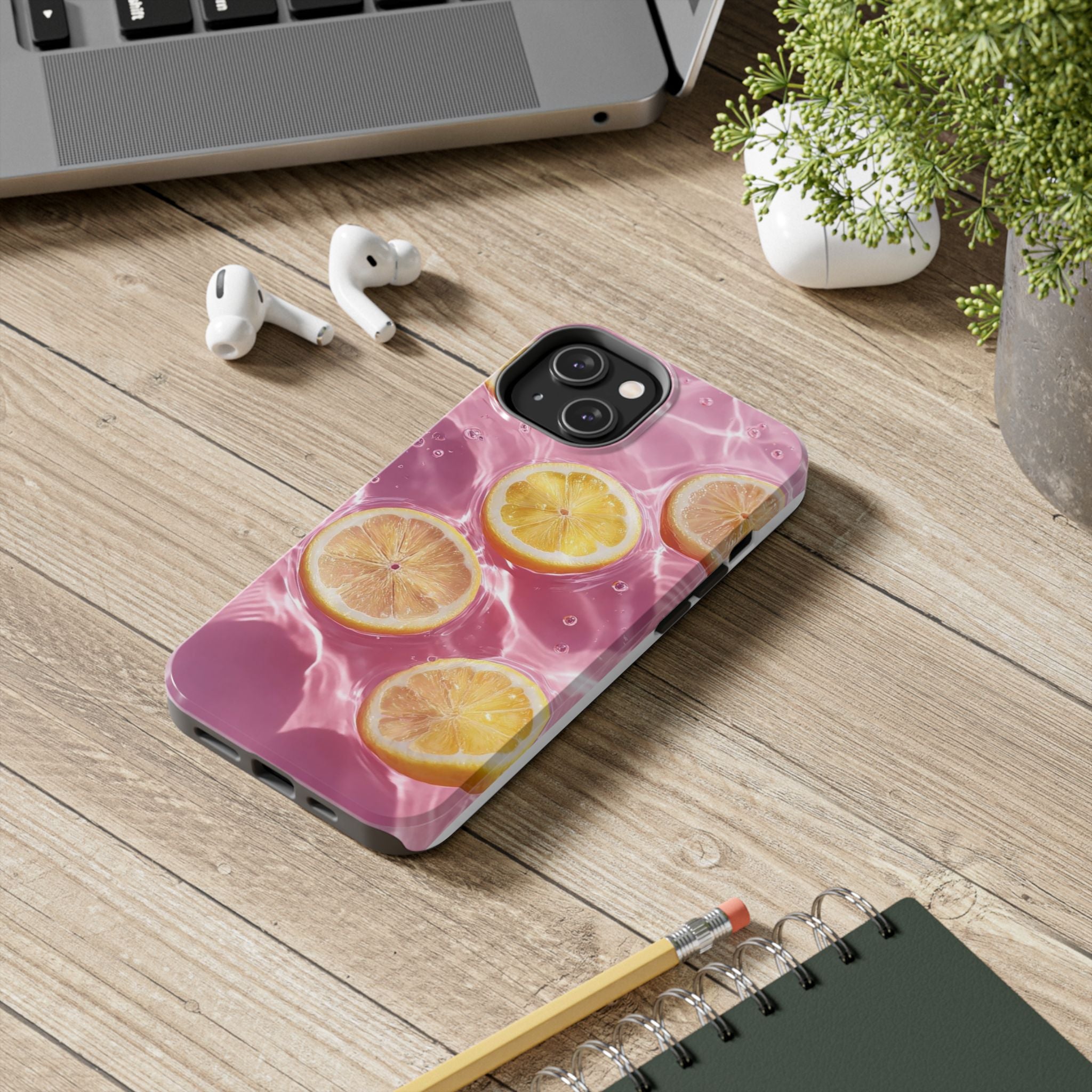 Tough Phone Case — Pink Citrus Lemon Swim Design