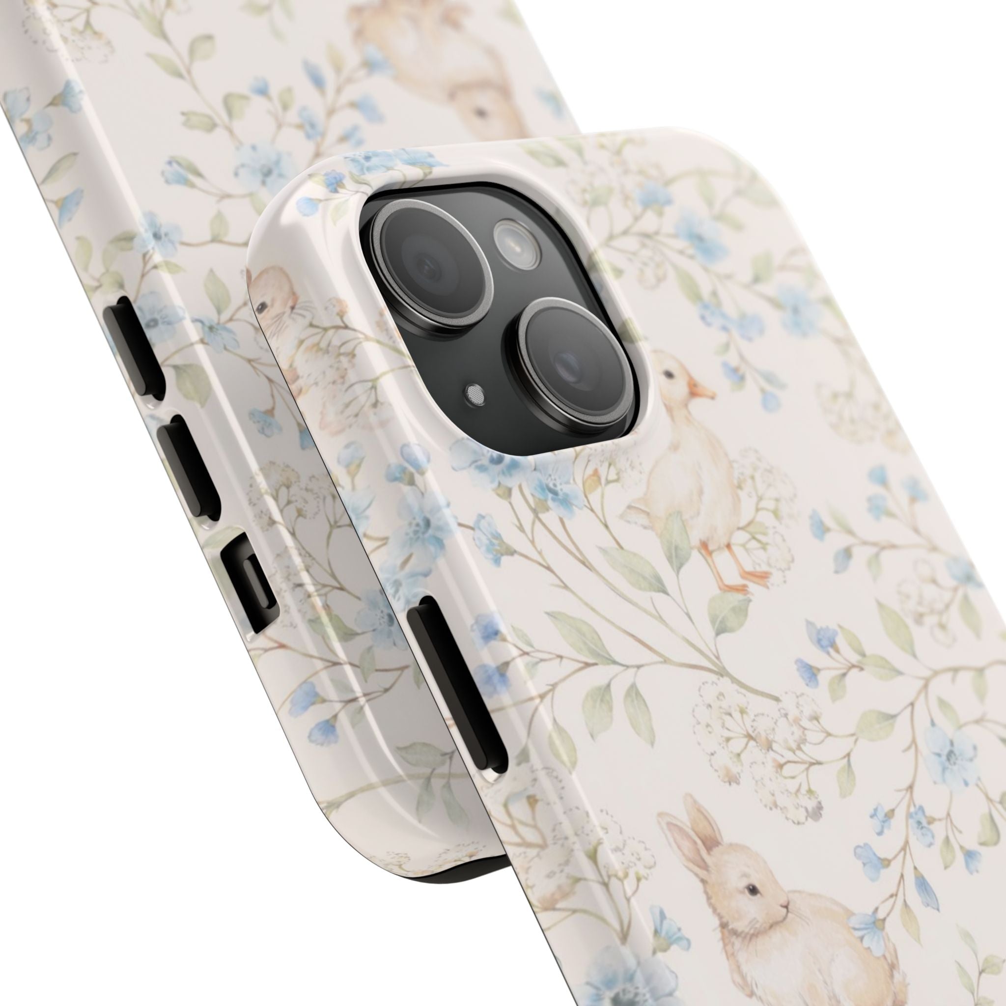 Floral Bunny Tough Phone Case — Pastel Spring Rabbit Protective Cover