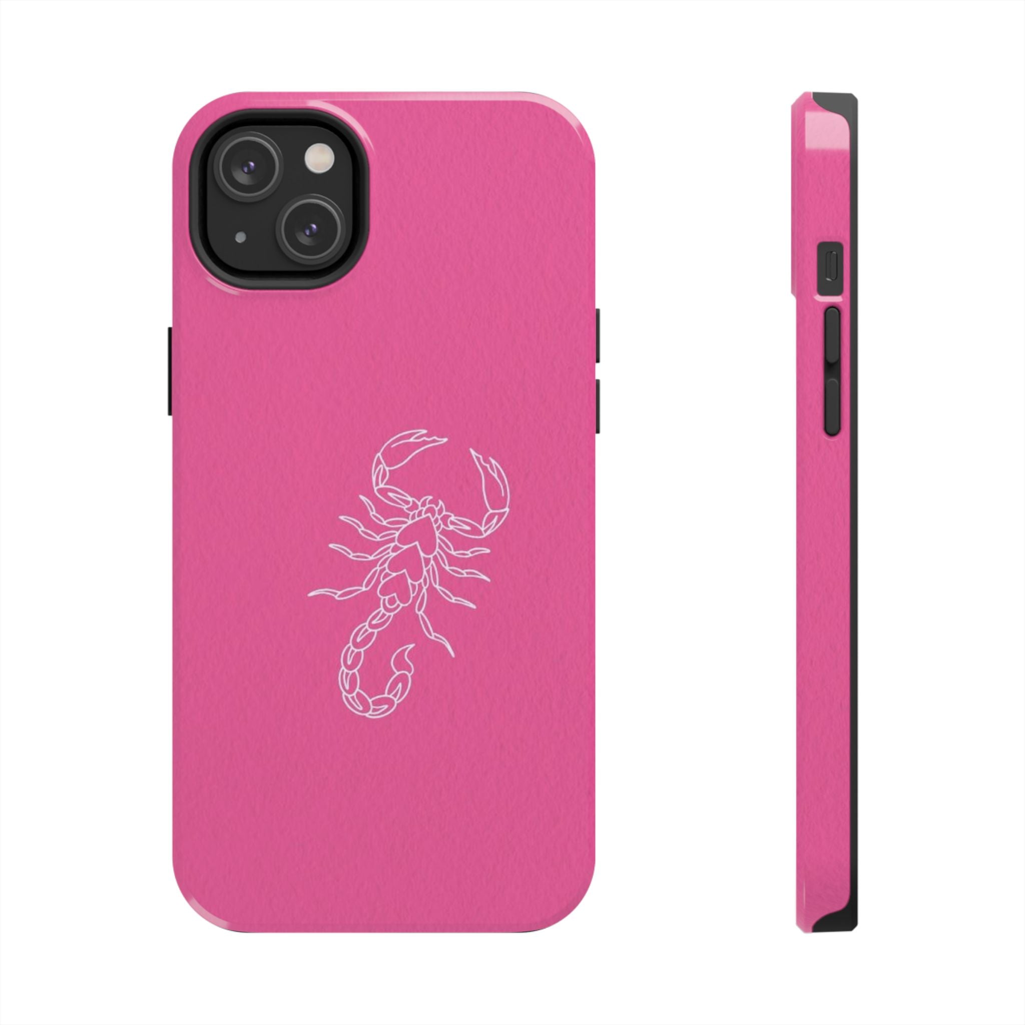 Pink Scorpion Tough Phone Case — Protective iPhone Case with White Scorpion Design