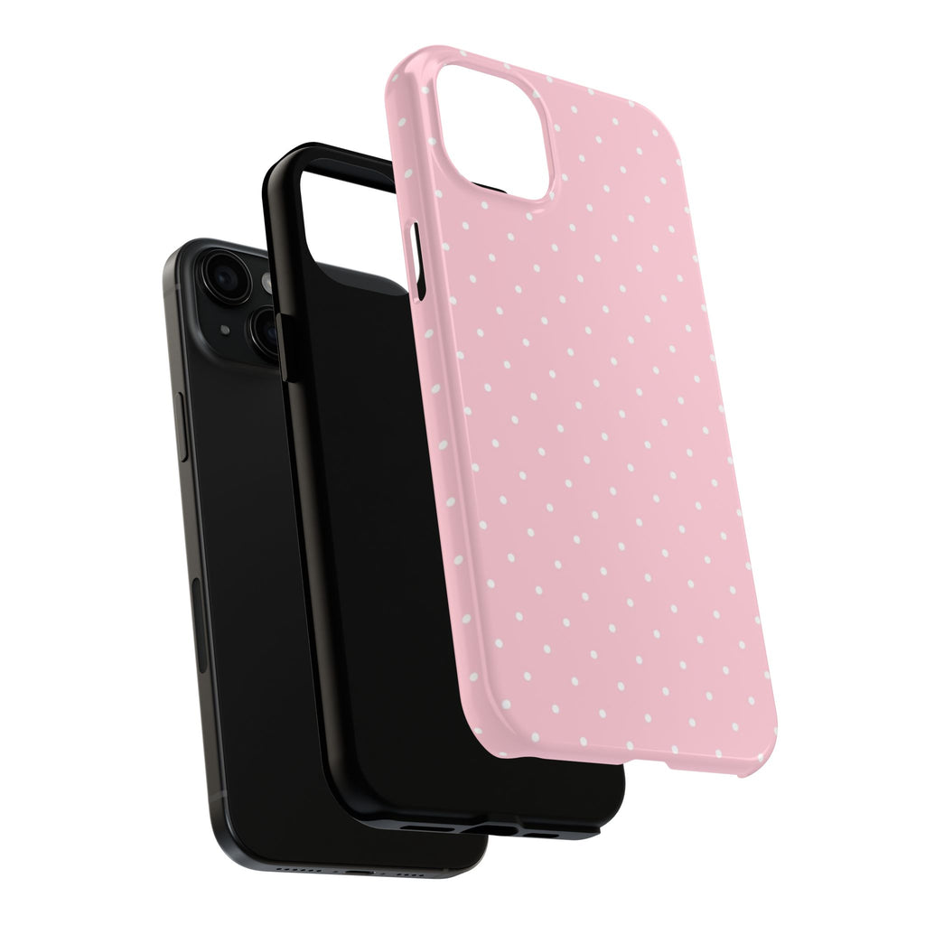 Pink Polka Dot Tough Phone Case — Slim Shockproof Protective Cover