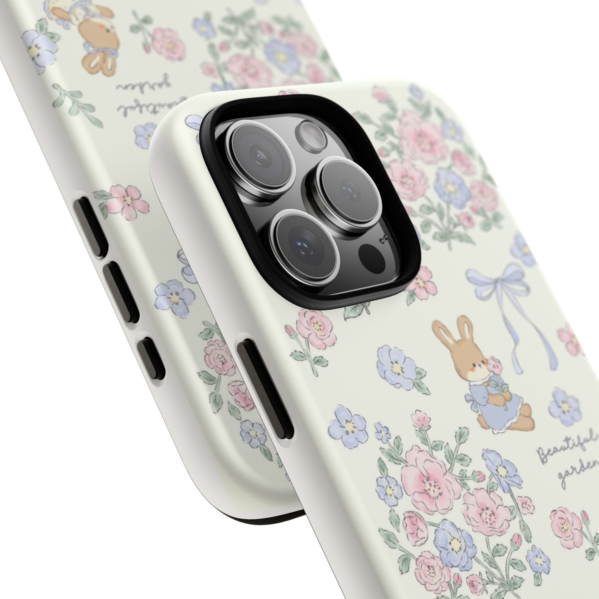Floral Bunny Phone Case — "Beautiful Garden" Protective iPhone Cover