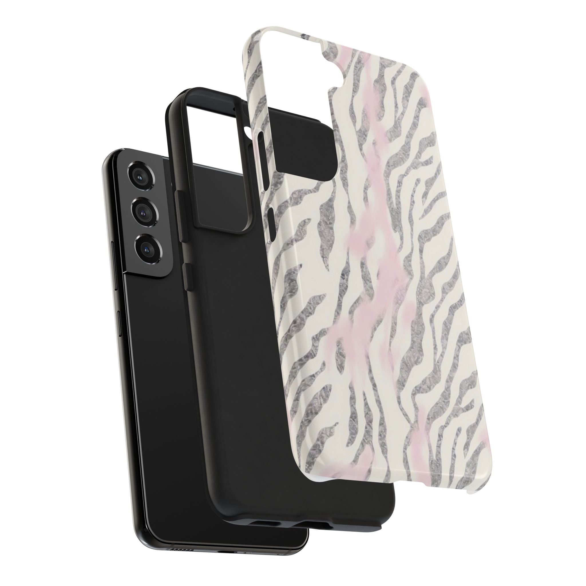 Zebra Blush Tough Phone Case — Pink Marble Animal Print Protective Cover