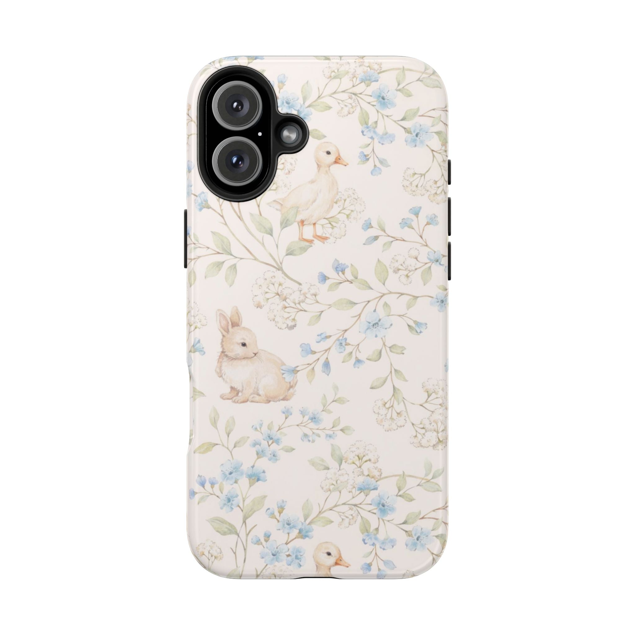 Floral Bunny Tough Phone Case — Pastel Spring Rabbit Protective Cover