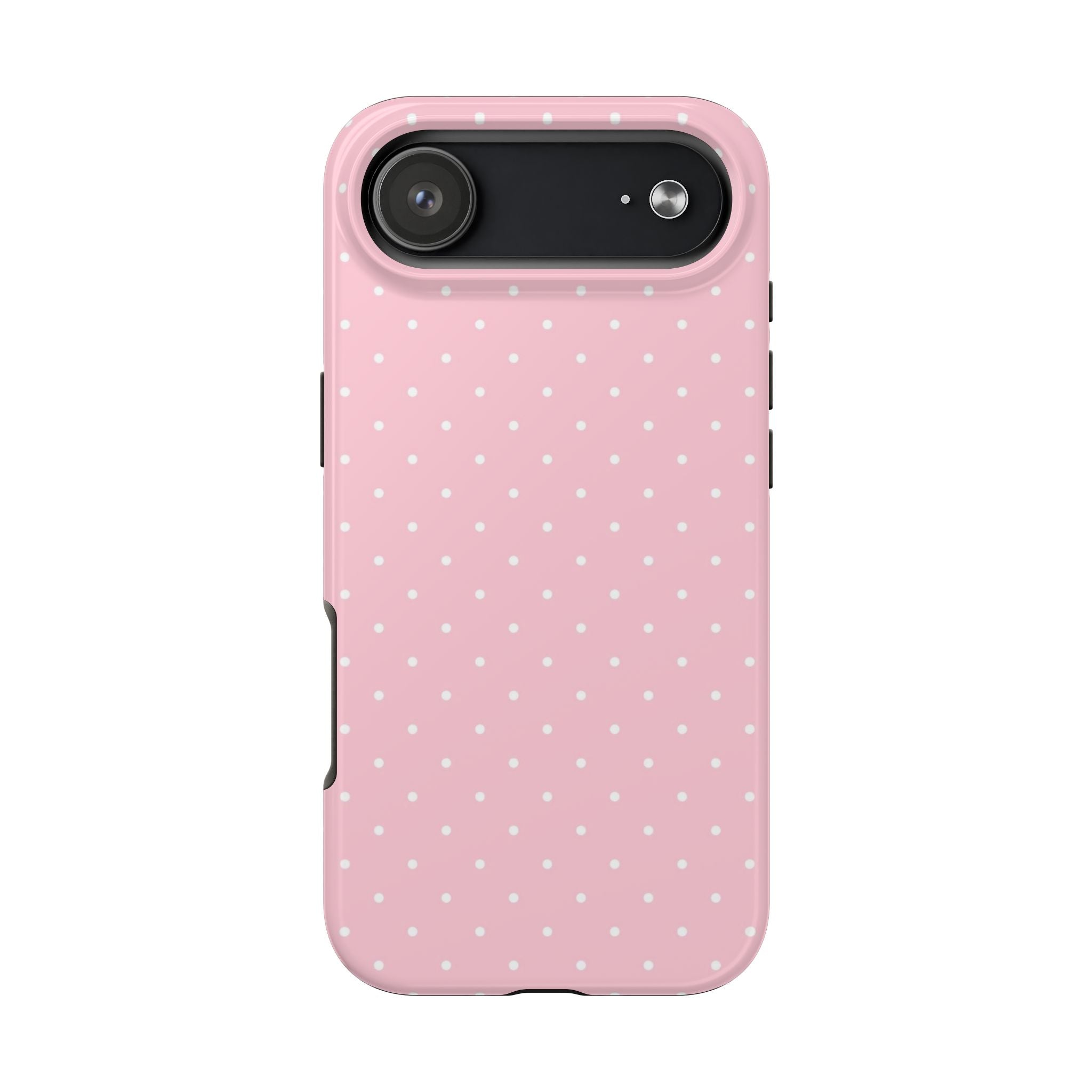 Pink Polka Dot Tough Phone Case — Slim Shockproof Protective Cover