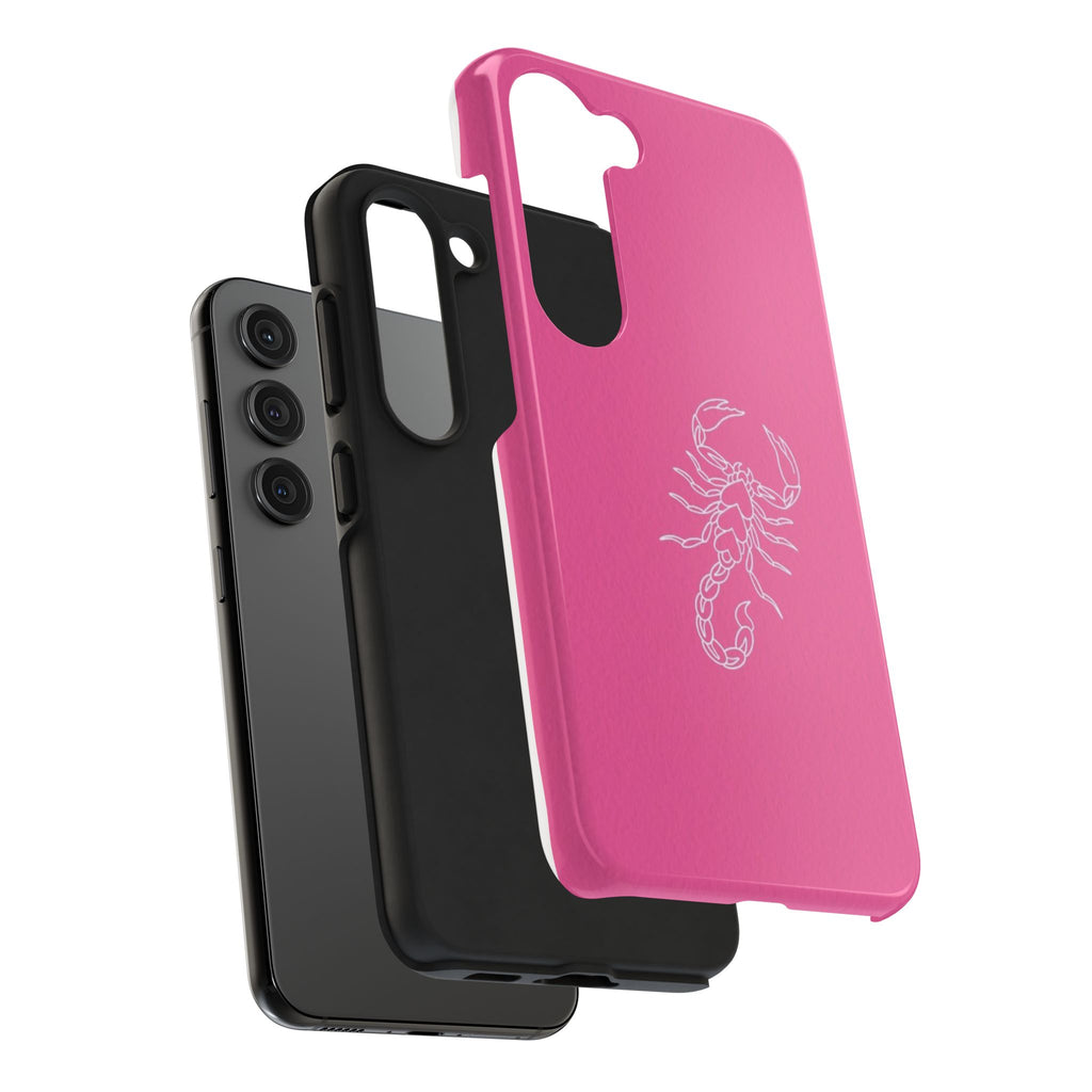 Pink Scorpion Tough Phone Case — Protective iPhone Case with White Scorpion Design
