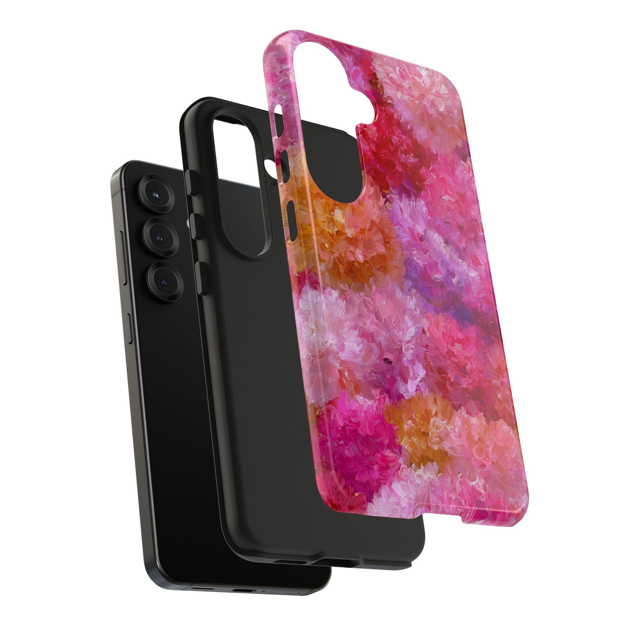 Floral Burst Tough Phone Case — Pink Watercolor Peony Protective Cover