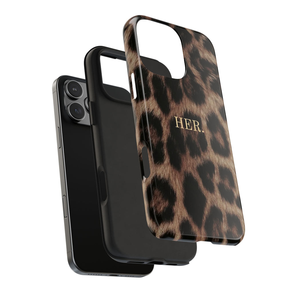 Leopard Print 'HER.' Tough Phone Case — Stylish Protective iPhone Cover