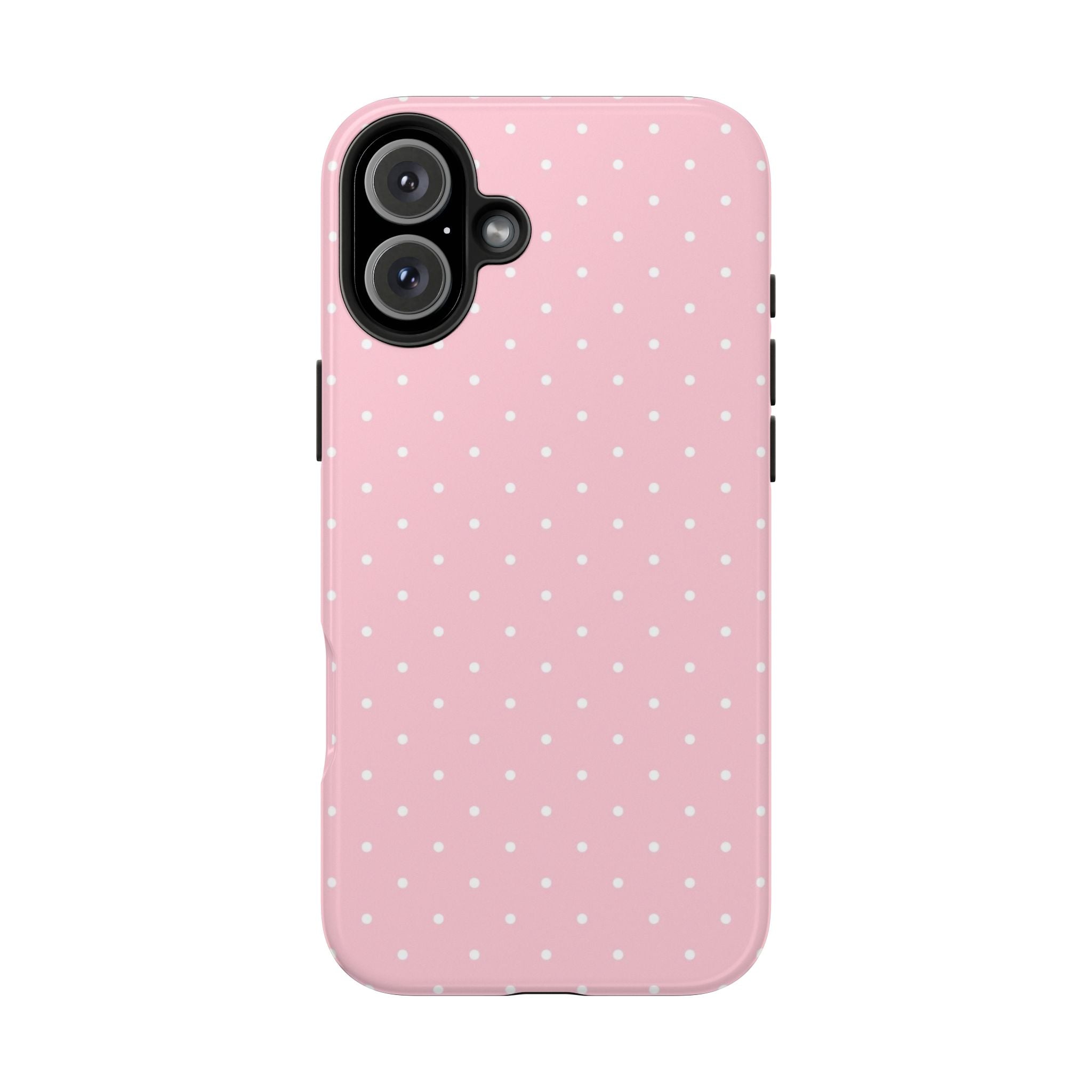Pink Polka Dot Tough Phone Case — Slim Shockproof Protective Cover
