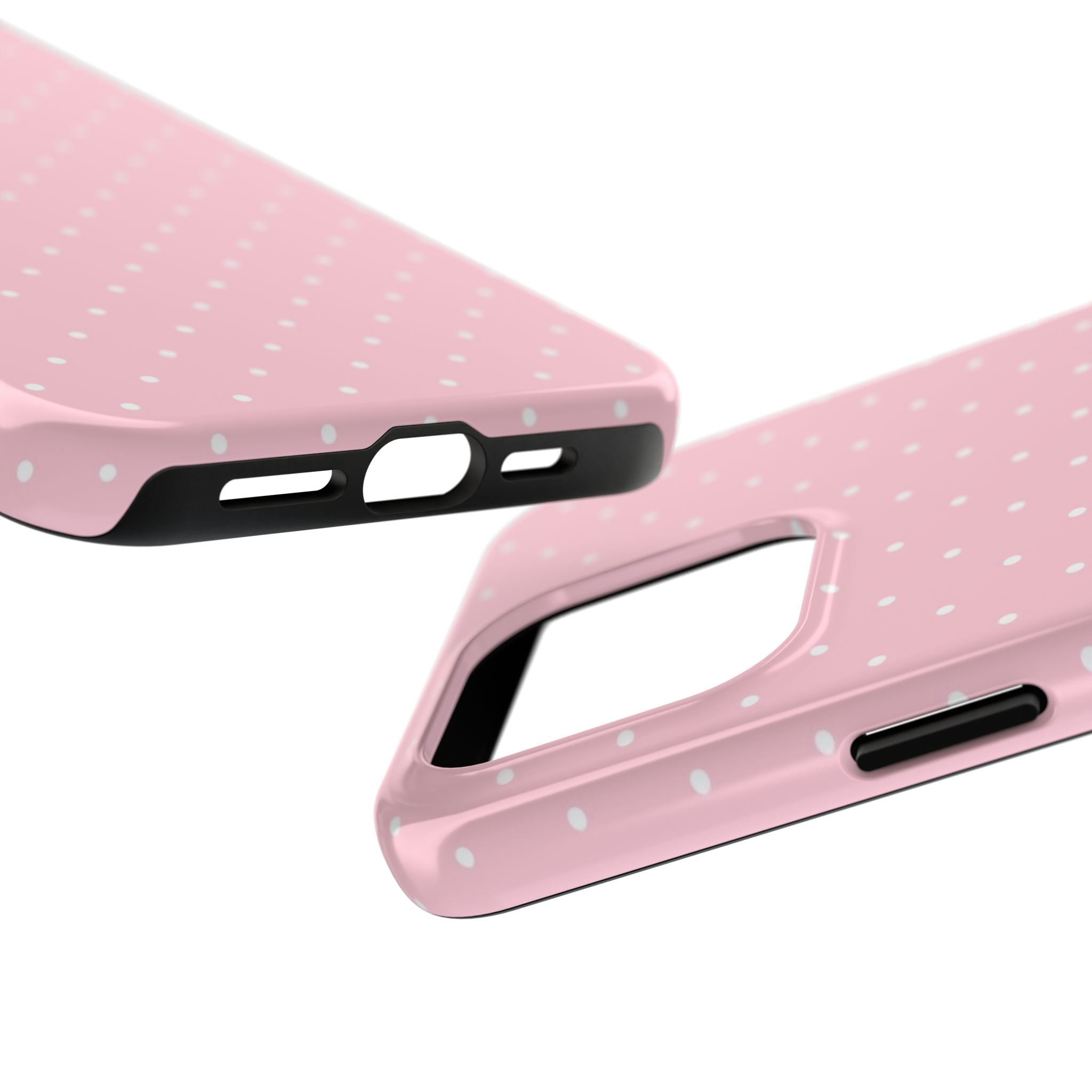Pink Polka Dot Tough Phone Case — Slim Shockproof Protective Cover