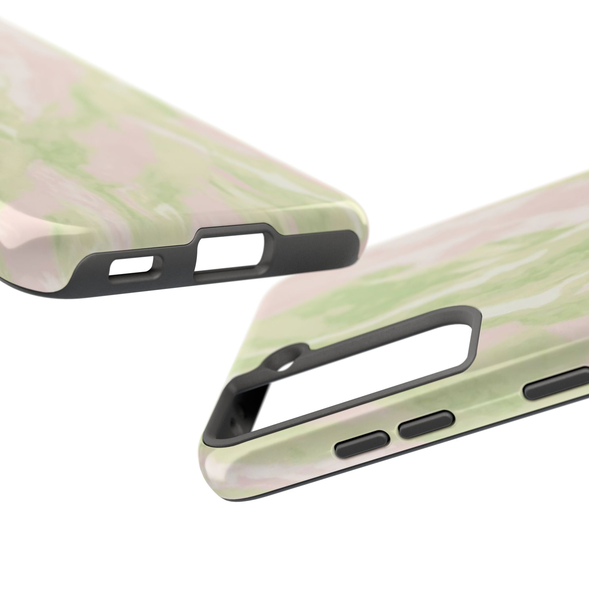 Pastel Marble Tough Phone Case — Pink & Sage Protective Phone Cover