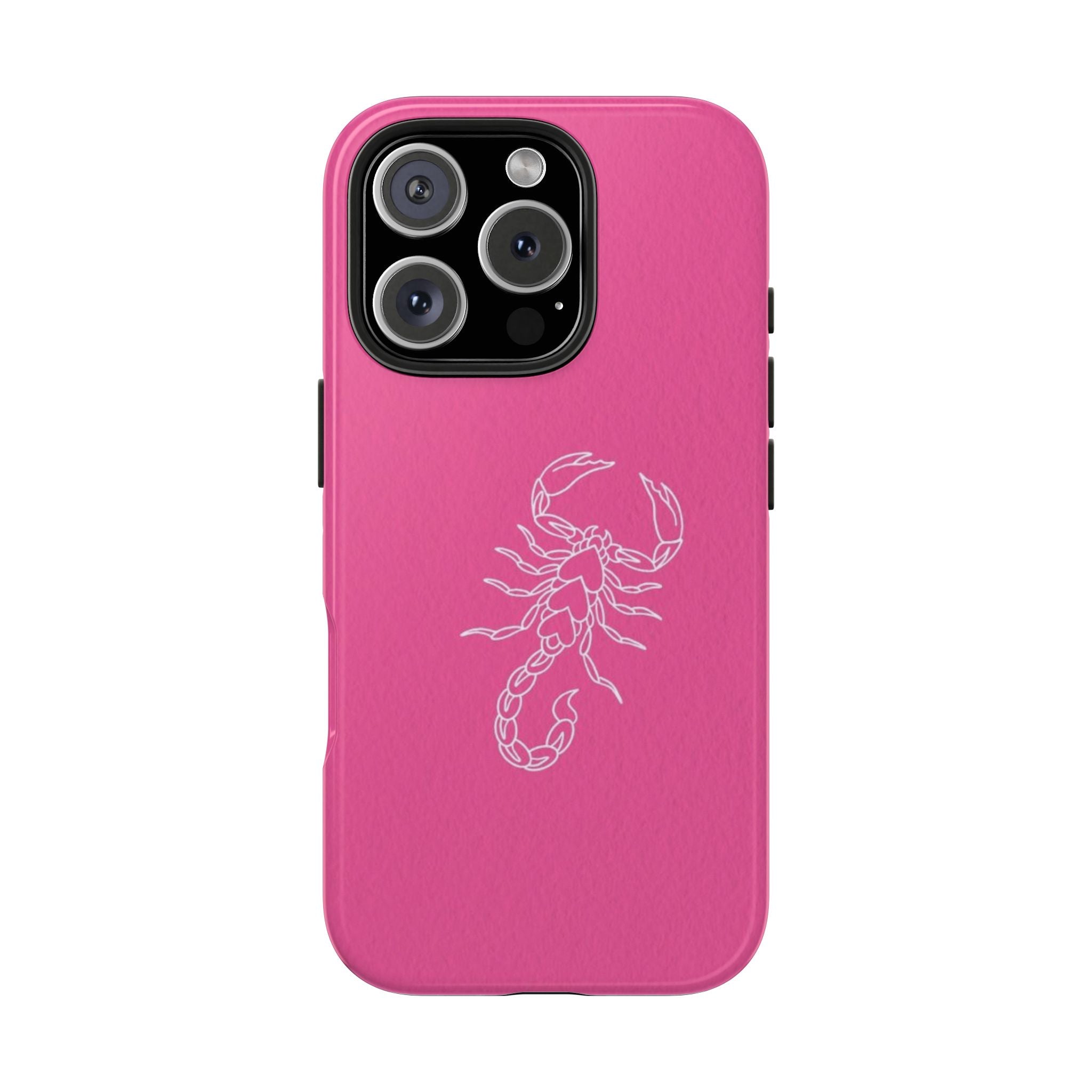 Pink Scorpion Tough Phone Case — Protective iPhone Case with White Scorpion Design