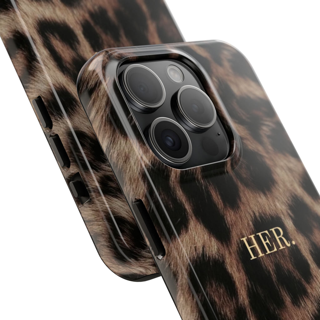 Leopard Print 'HER.' Tough Phone Case — Stylish Protective iPhone Cover