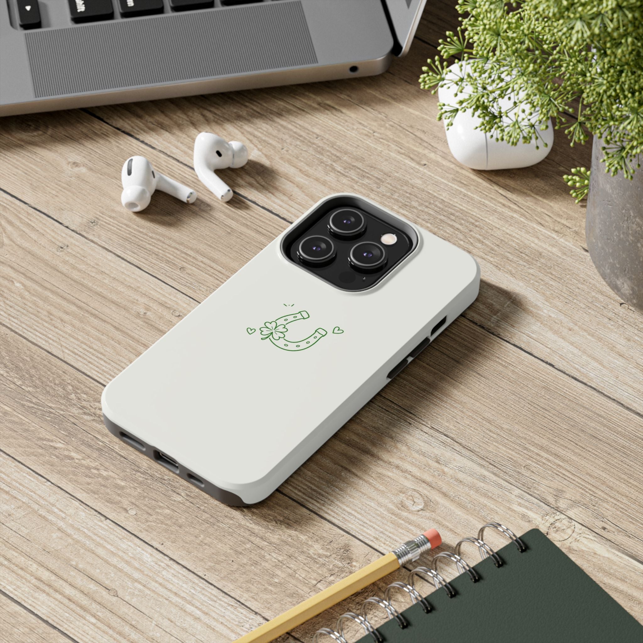 Lucky Clover Horseshoe Tough Phone Case — Minimal St. Patrick’s Day Protection