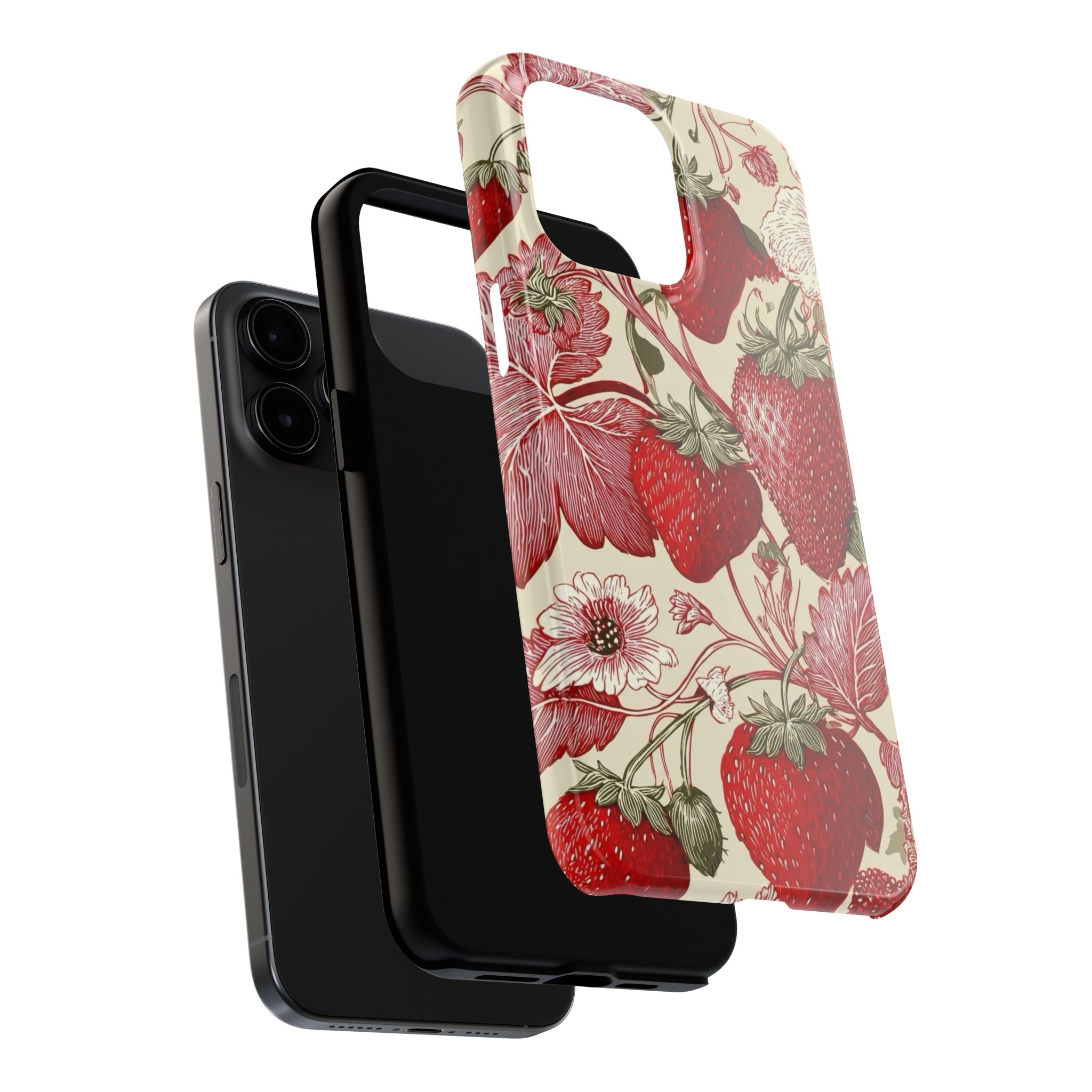 Strawberry Vintage Tough Phone Case — Protective Floral iPhone Cover