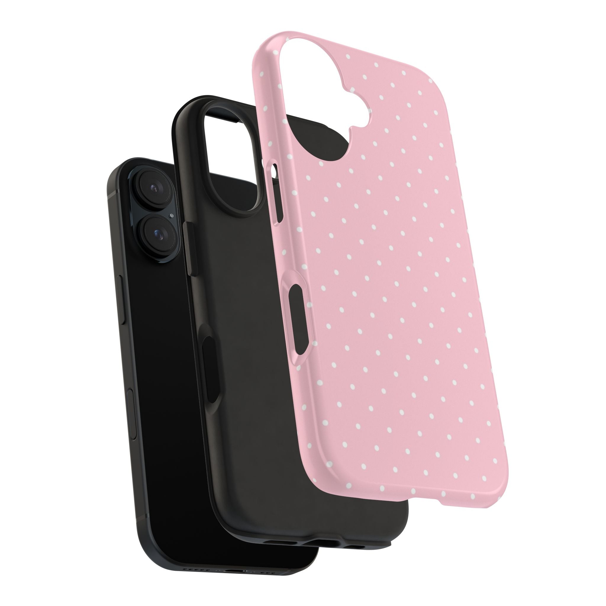Pink Polka Dot Tough Phone Case — Slim Shockproof Protective Cover