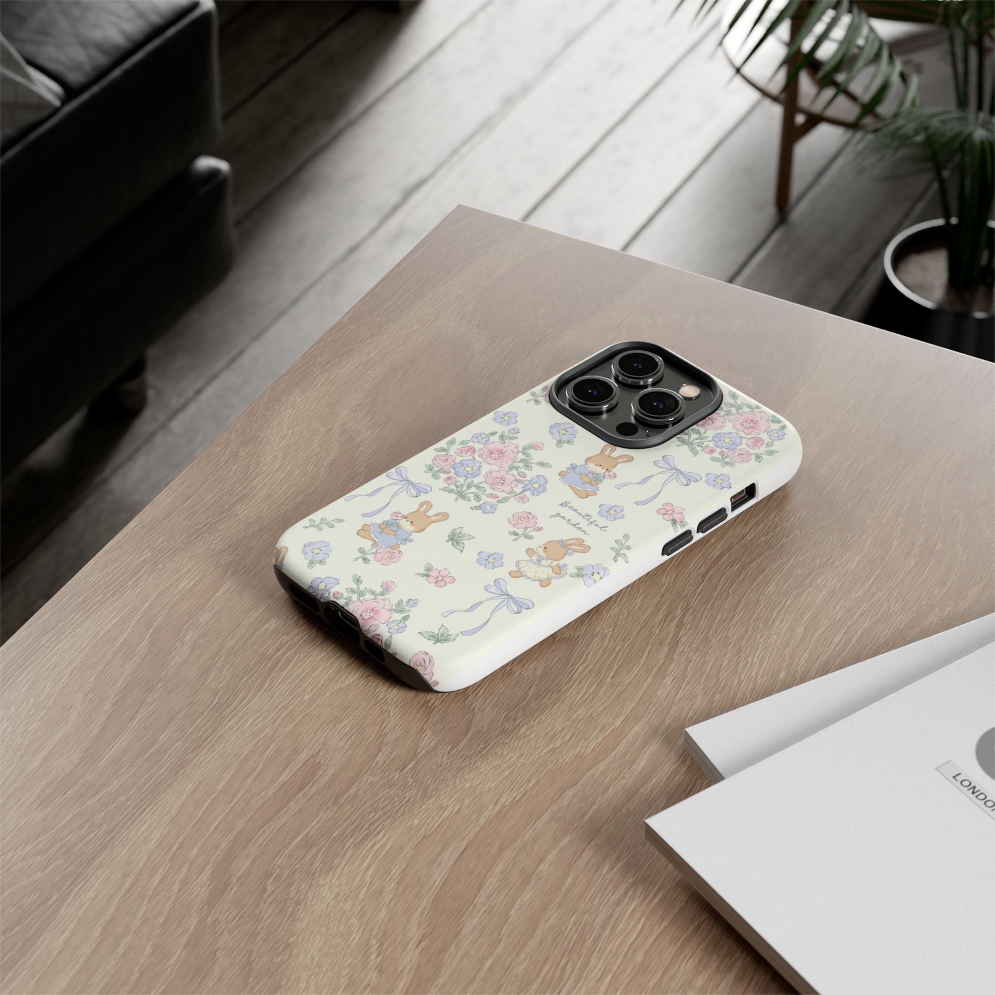 Floral Bunny Phone Case — "Beautiful Garden" Protective iPhone Cover