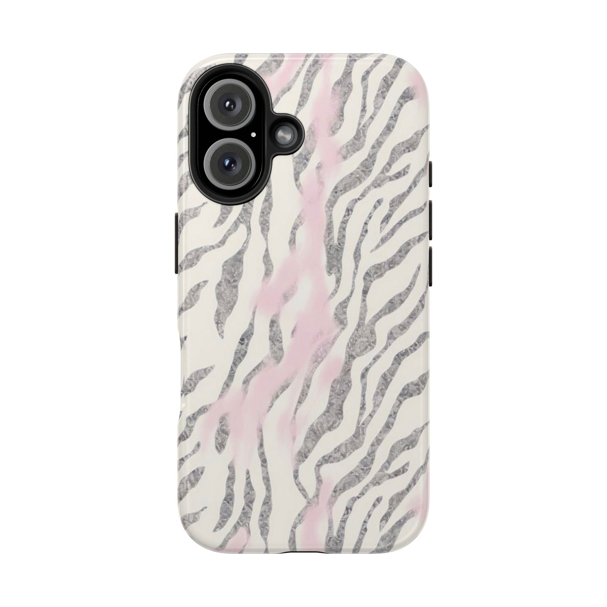Zebra Blush Tough Phone Case — Pink Marble Animal Print Protective Cover