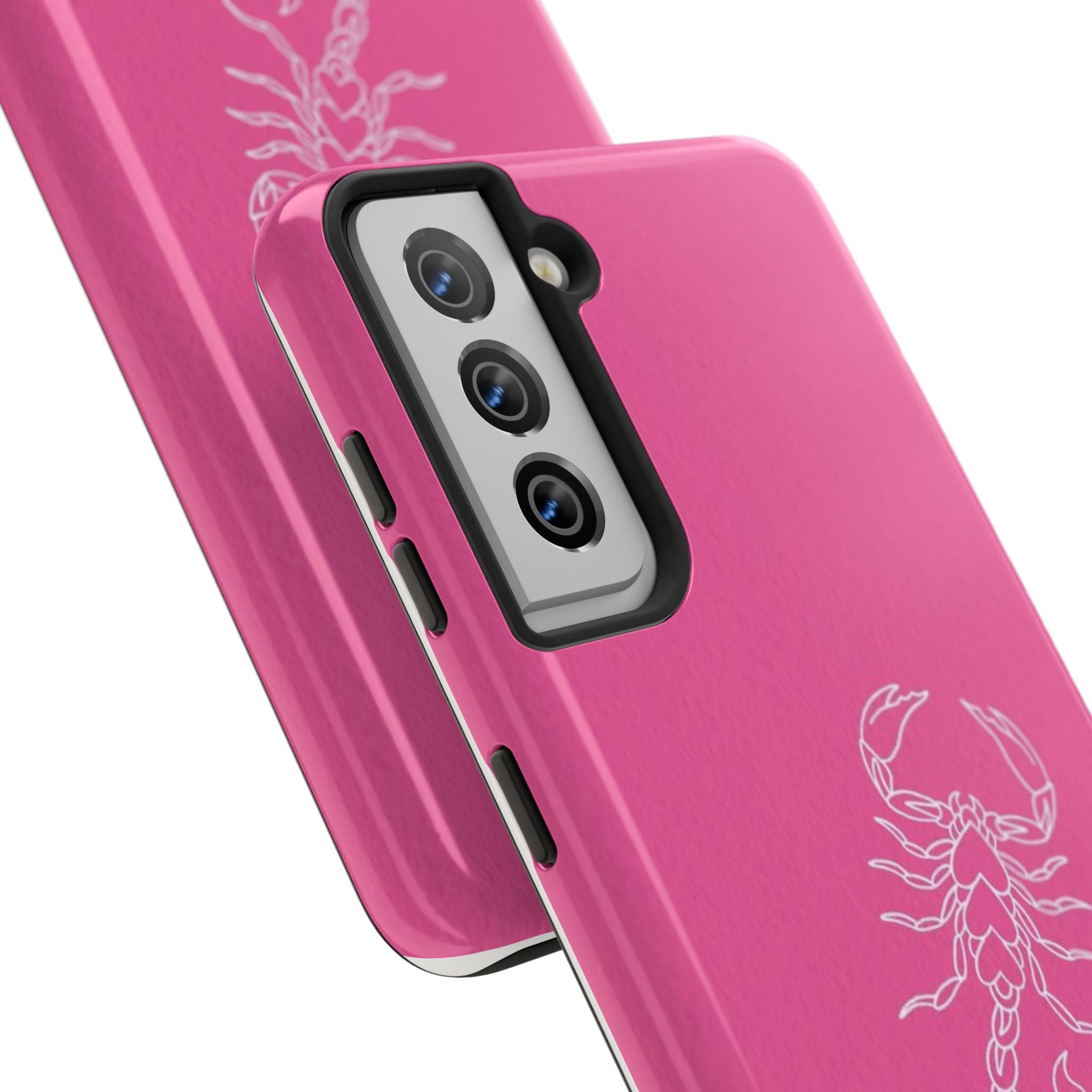 Pink Scorpion Tough Phone Case — Protective iPhone Case with White Scorpion Design