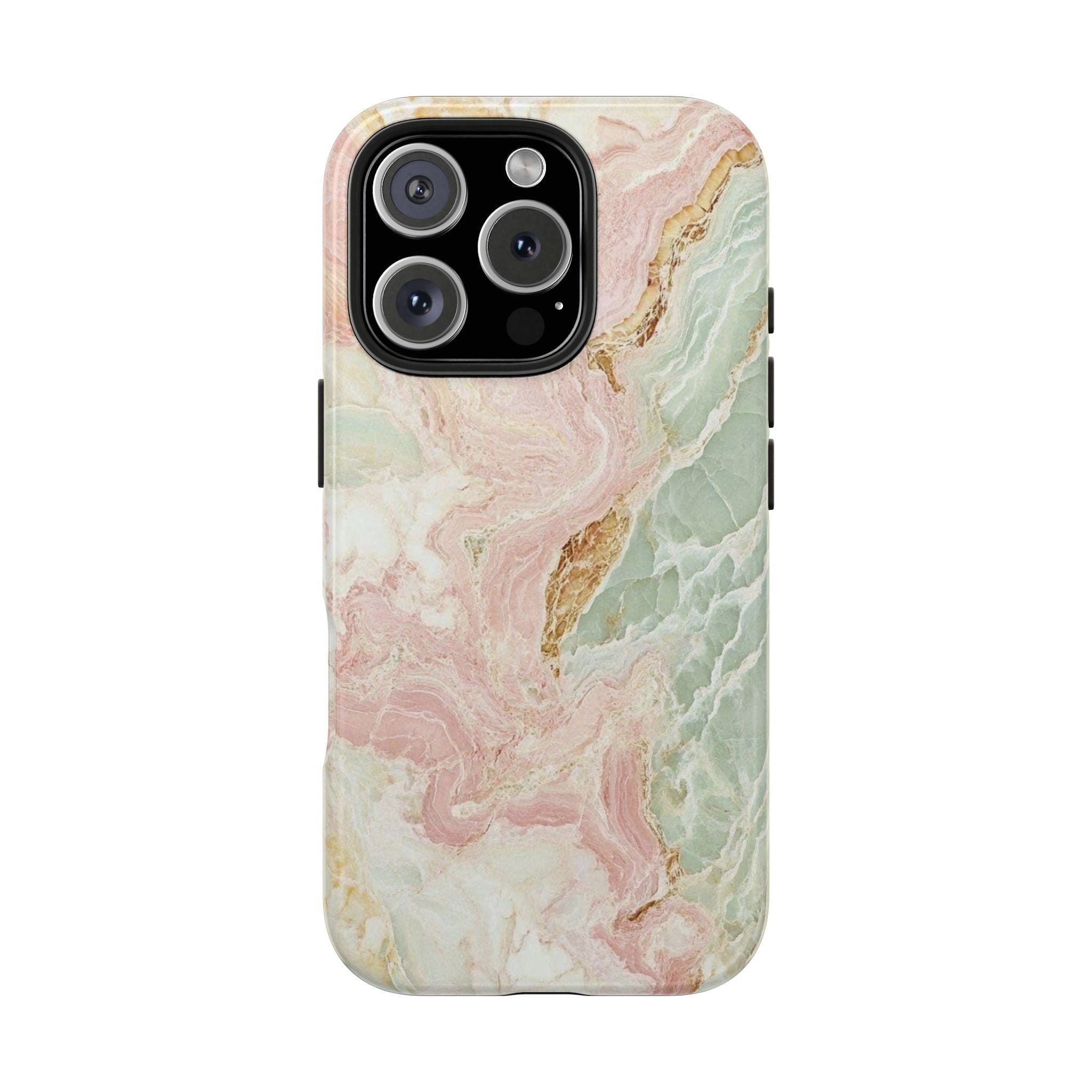 Pastel Marble Tough Phone Case – Protective iPhone Cover with Pink & Mint Swirl