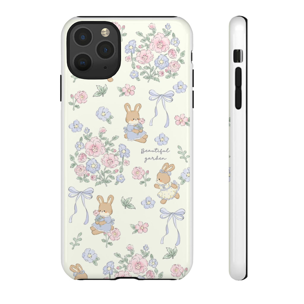 Floral Bunny Phone Case — "Beautiful Garden" Protective iPhone Cover