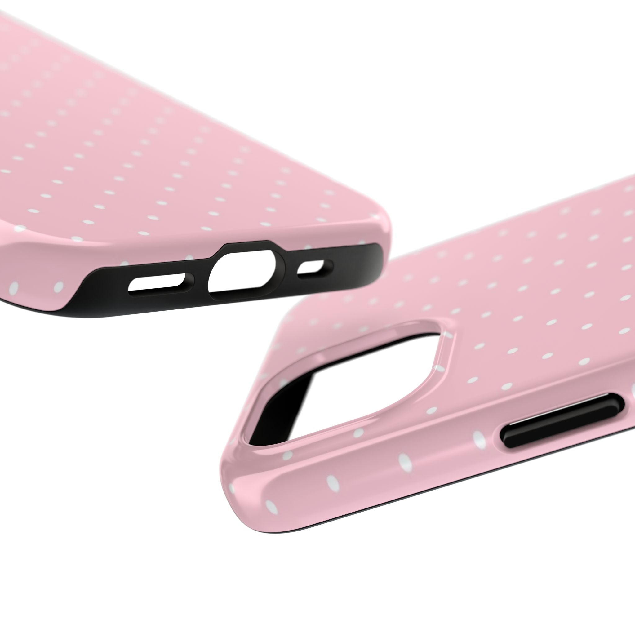 Pink Polka Dot Tough Phone Case — Slim Shockproof Protective Cover