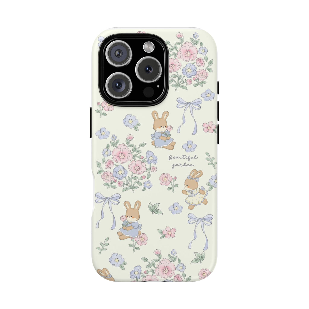 Floral Bunny Phone Case — "Beautiful Garden" Protective iPhone Cover