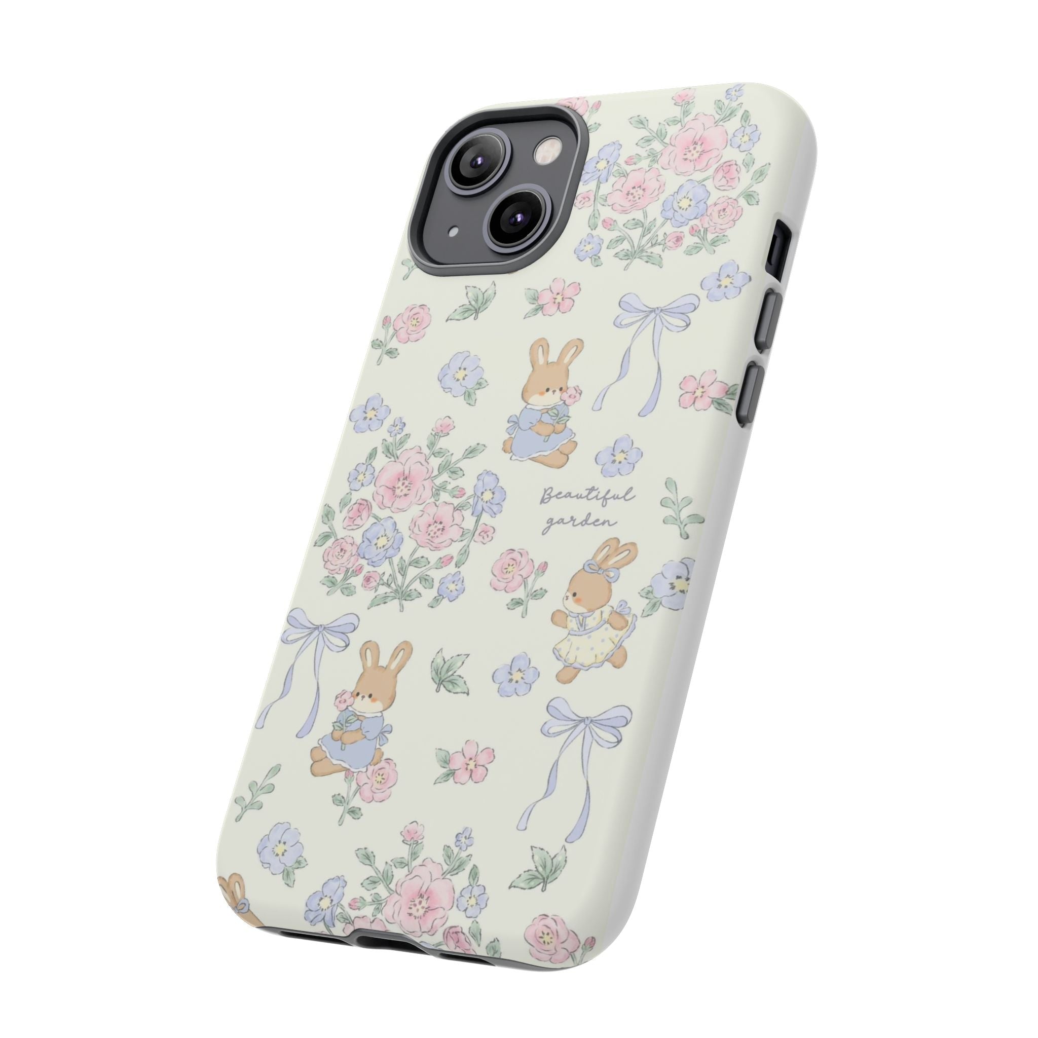 Floral Bunny Phone Case — "Beautiful Garden" Protective iPhone Cover