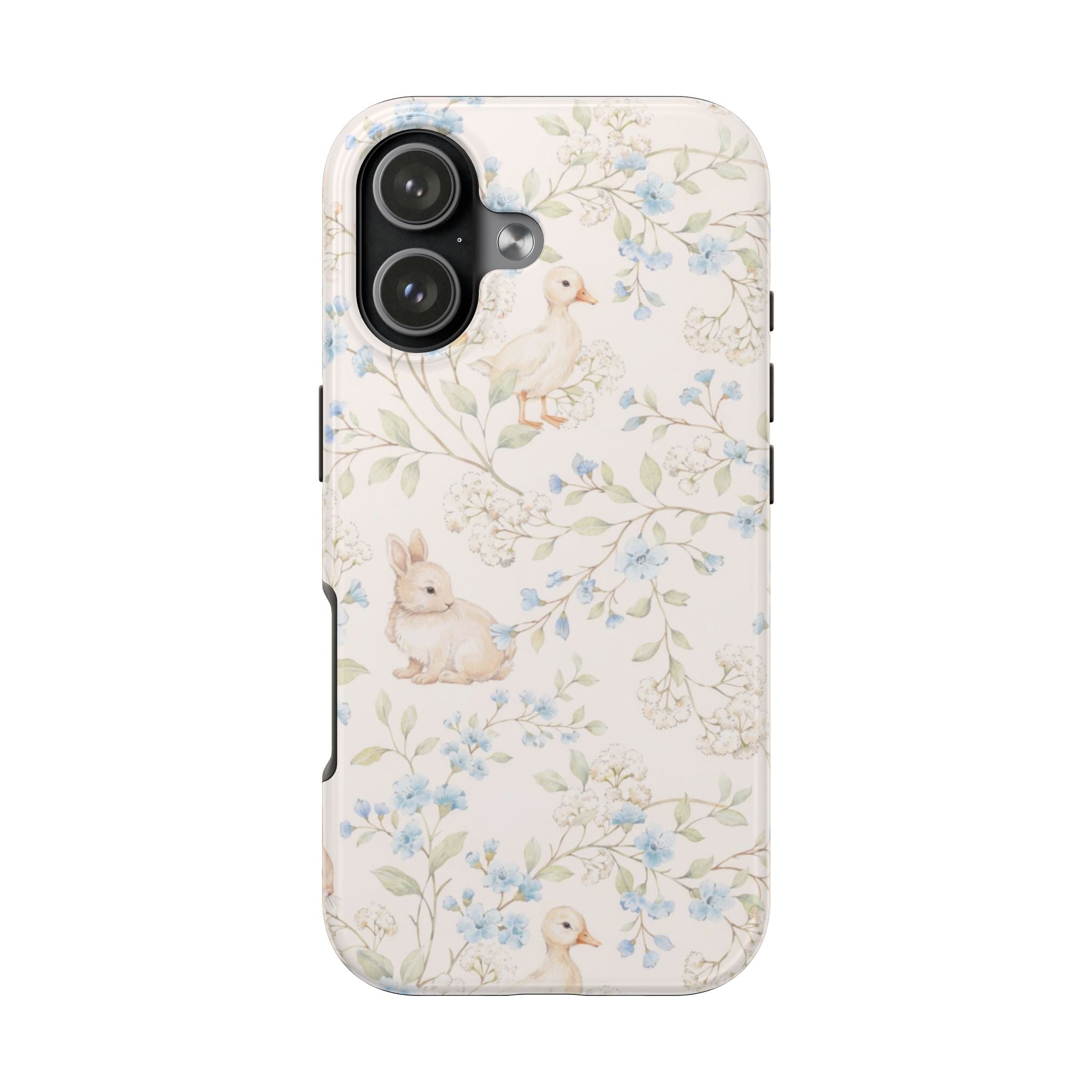 Floral Bunny Tough Phone Case — Pastel Spring Rabbit Protective Cover