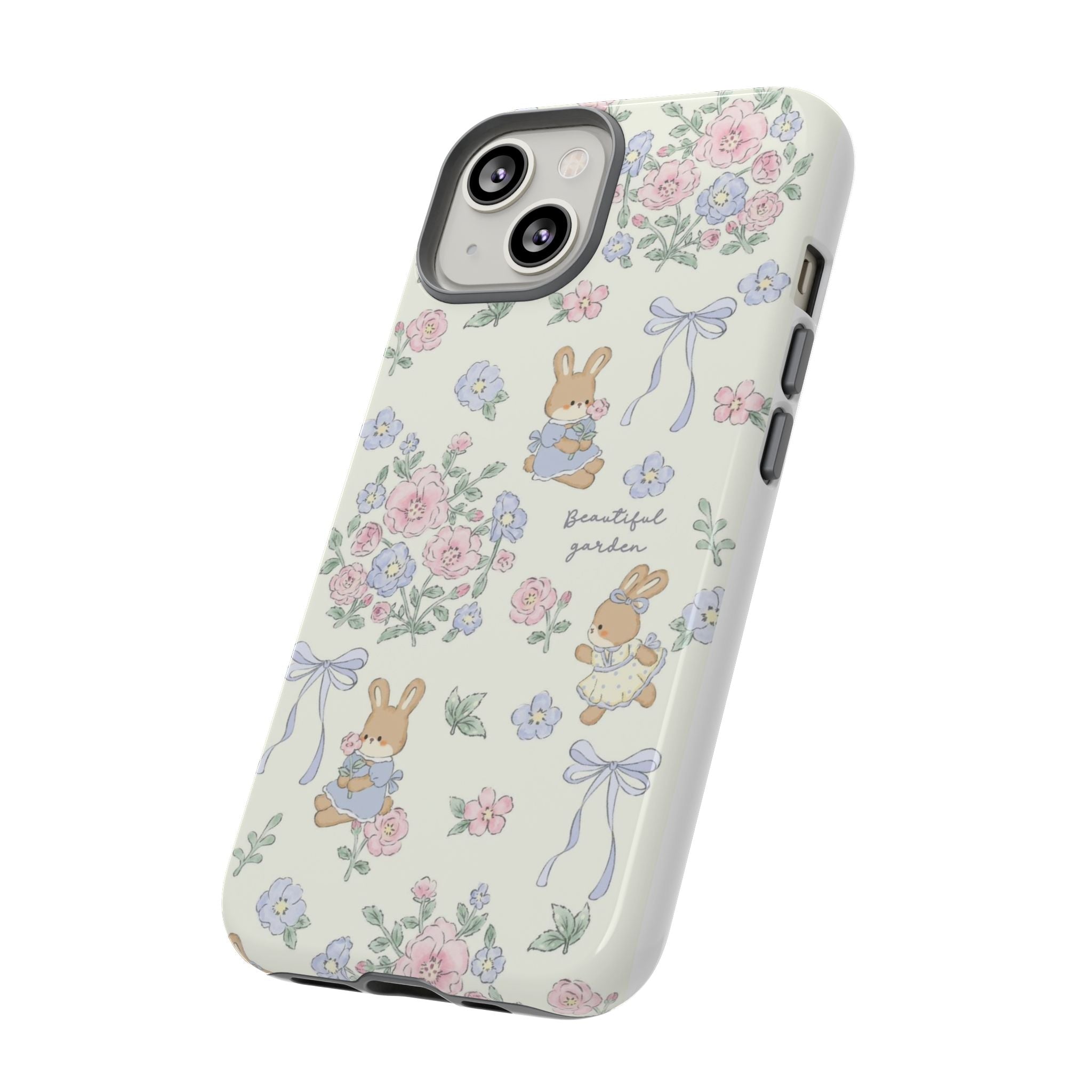 Floral Bunny Phone Case — "Beautiful Garden" Protective iPhone Cover