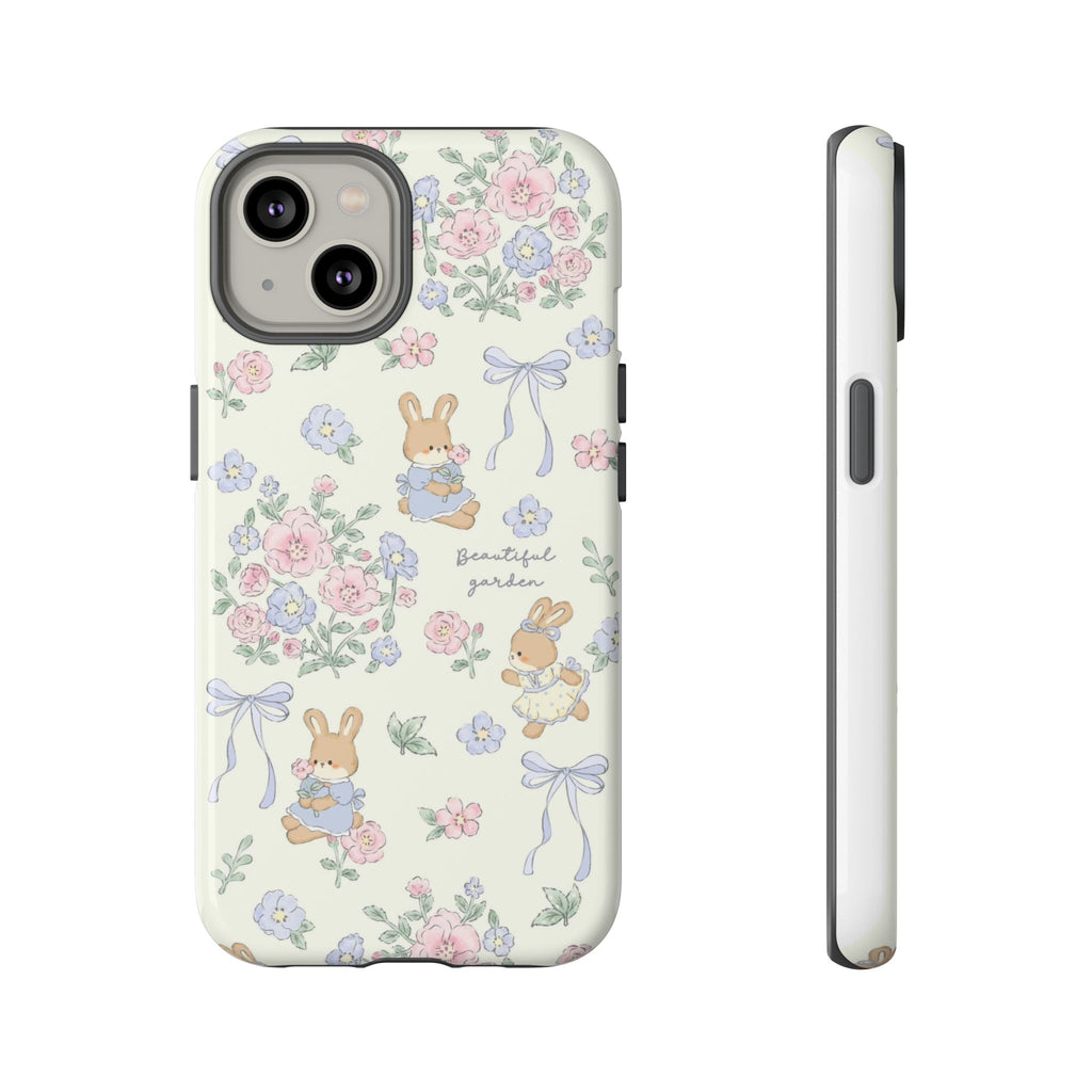 Floral Bunny Phone Case — "Beautiful Garden" Protective iPhone Cover