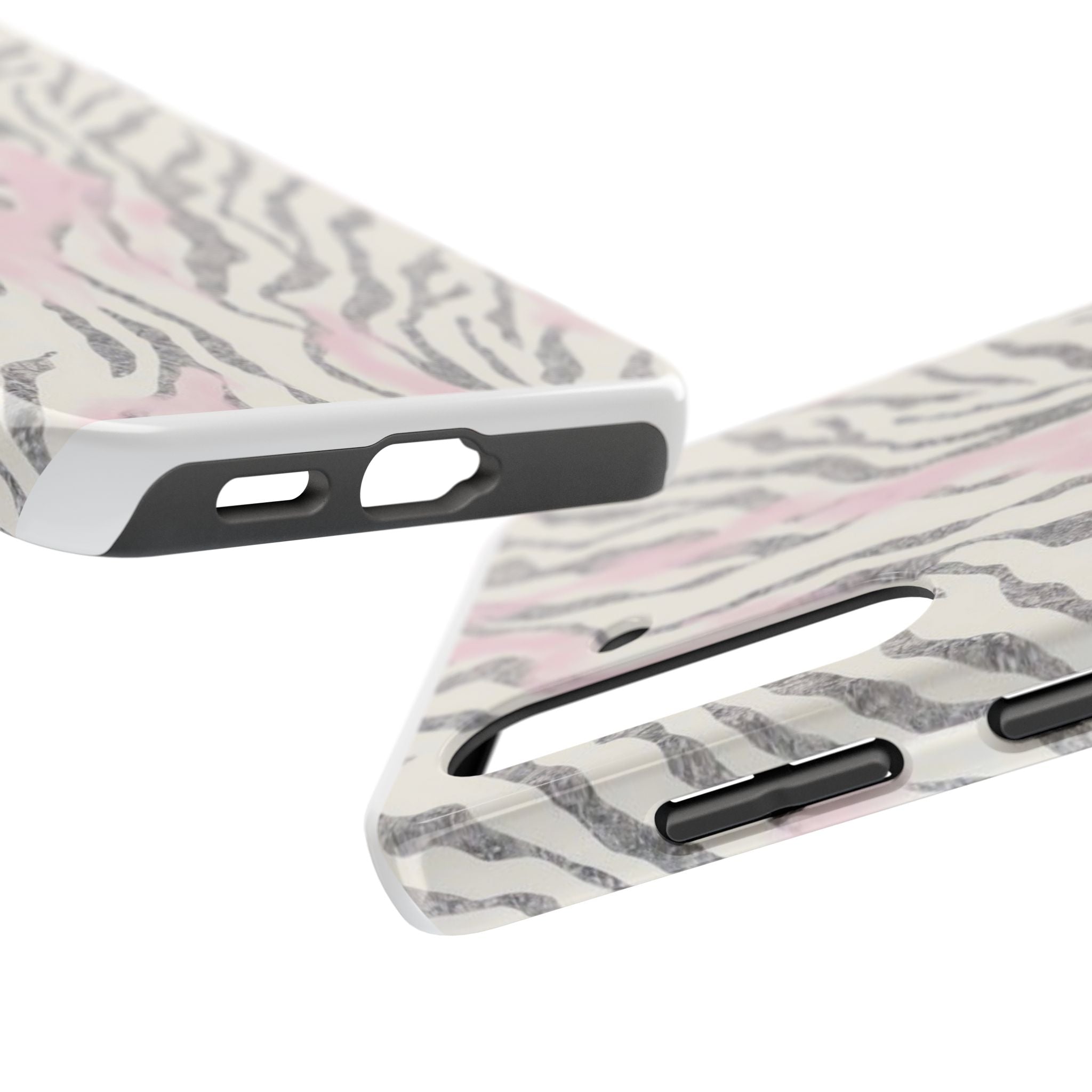 Zebra Blush Tough Phone Case — Pink Marble Animal Print Protective Cover