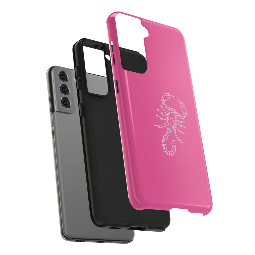Pink Scorpion Tough Phone Case — Protective iPhone Case with White Scorpion Design