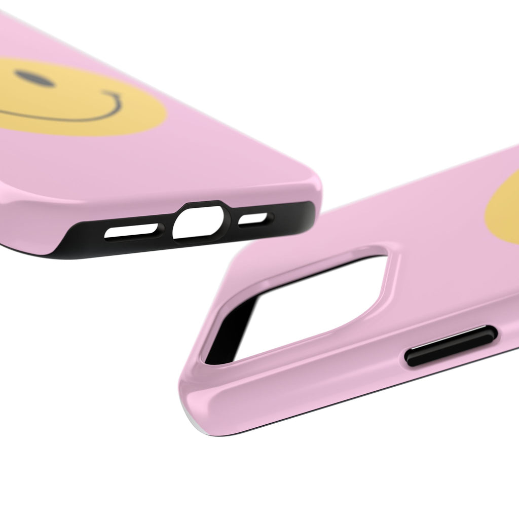 Smiley Pink Tough Phone Case — Cute Retro Happy Face Protective Cover