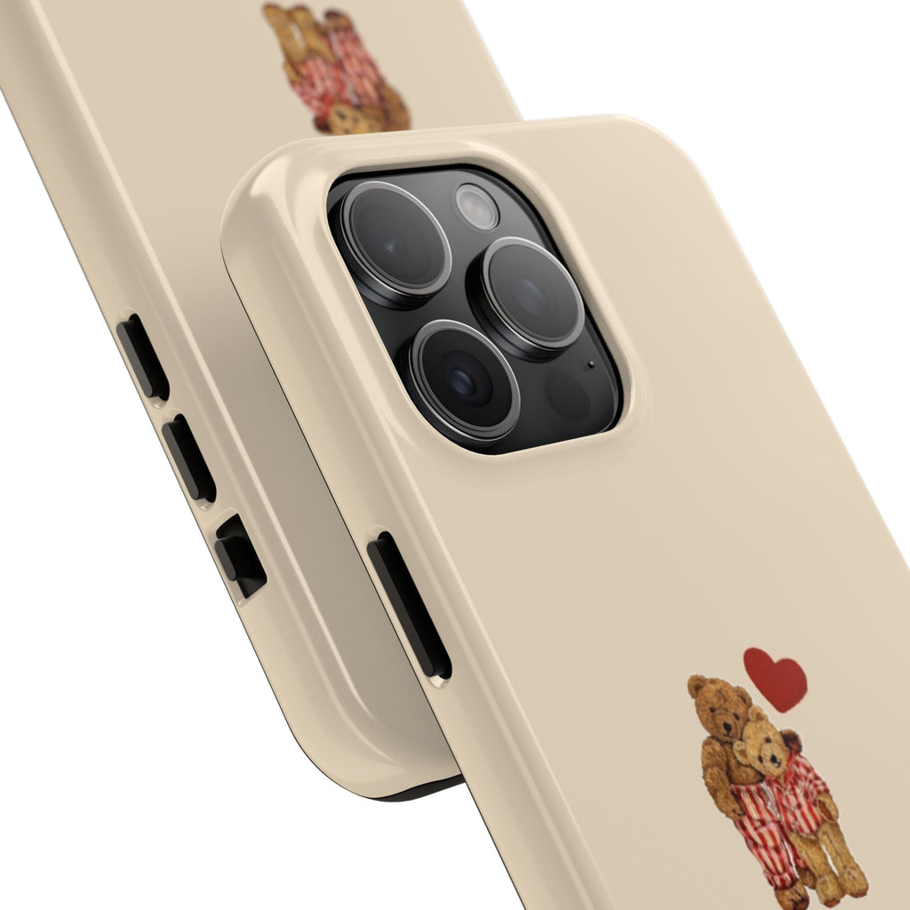 Tough Phone Case — Cute Teddy Bear with Heart Protective Cover