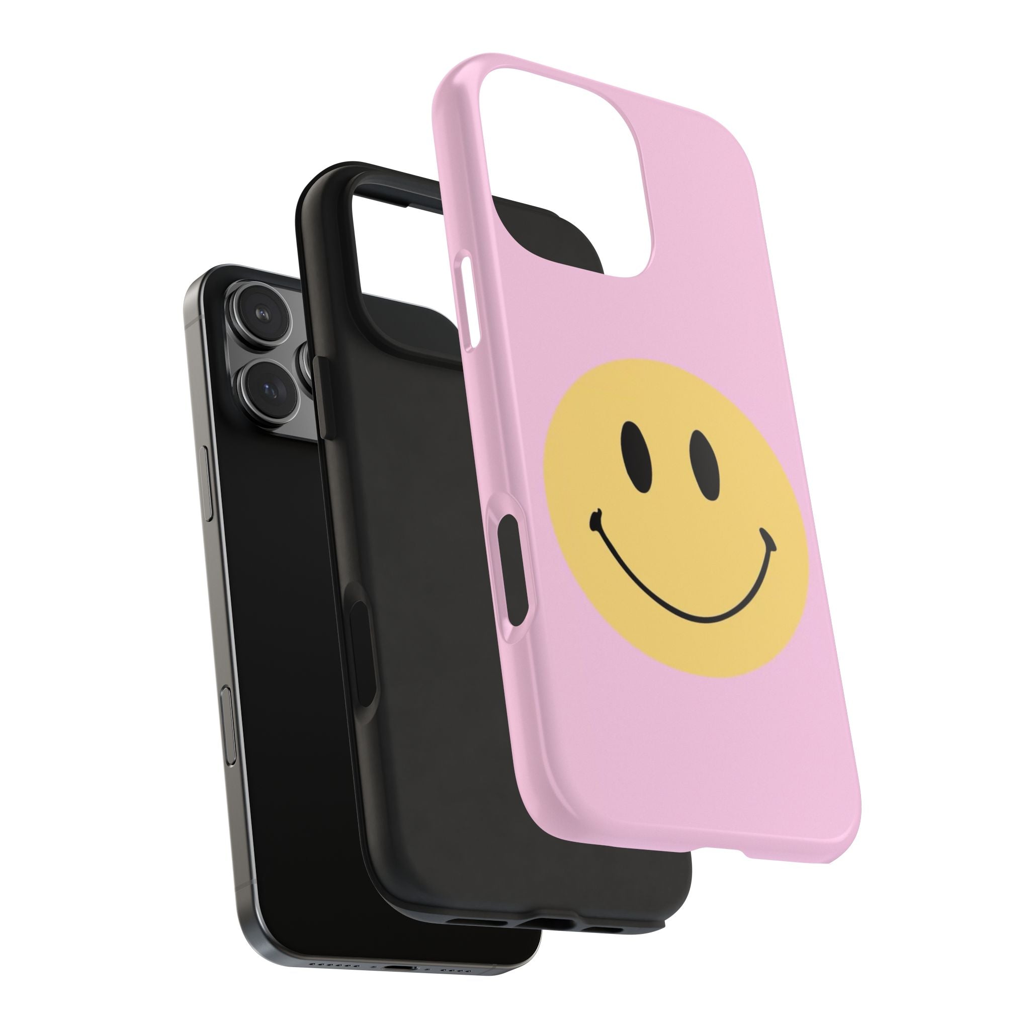 Smiley Pink Tough Phone Case — Cute Retro Happy Face Protective Cover