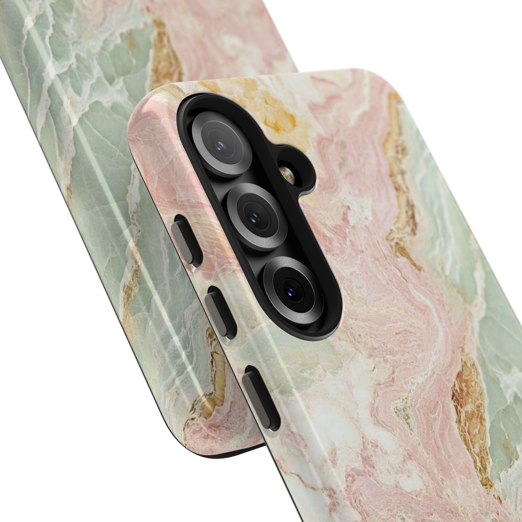 Pastel Marble Tough Phone Case – Protective iPhone Cover with Pink & Mint Swirl