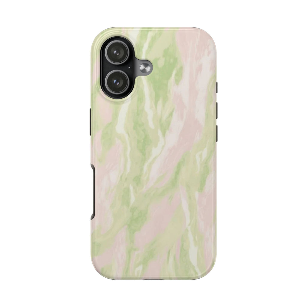 Pastel Marble Tough Phone Case — Pink & Sage Protective Phone Cover