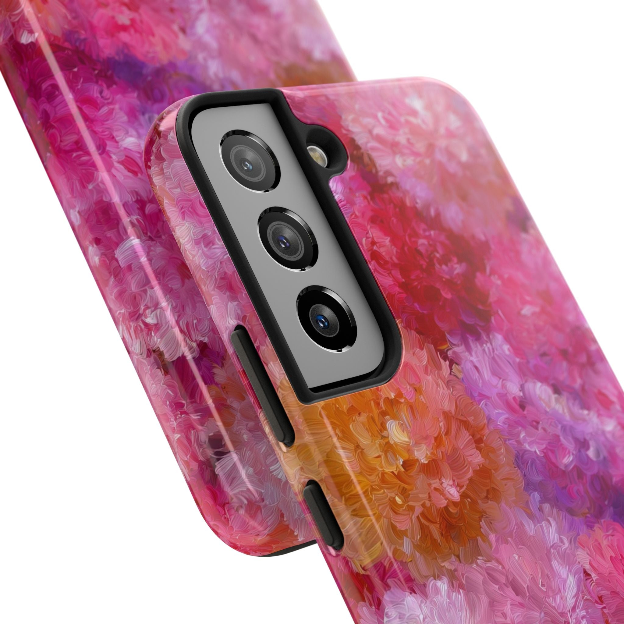 Floral Burst Tough Phone Case — Pink Watercolor Peony Protective Cover