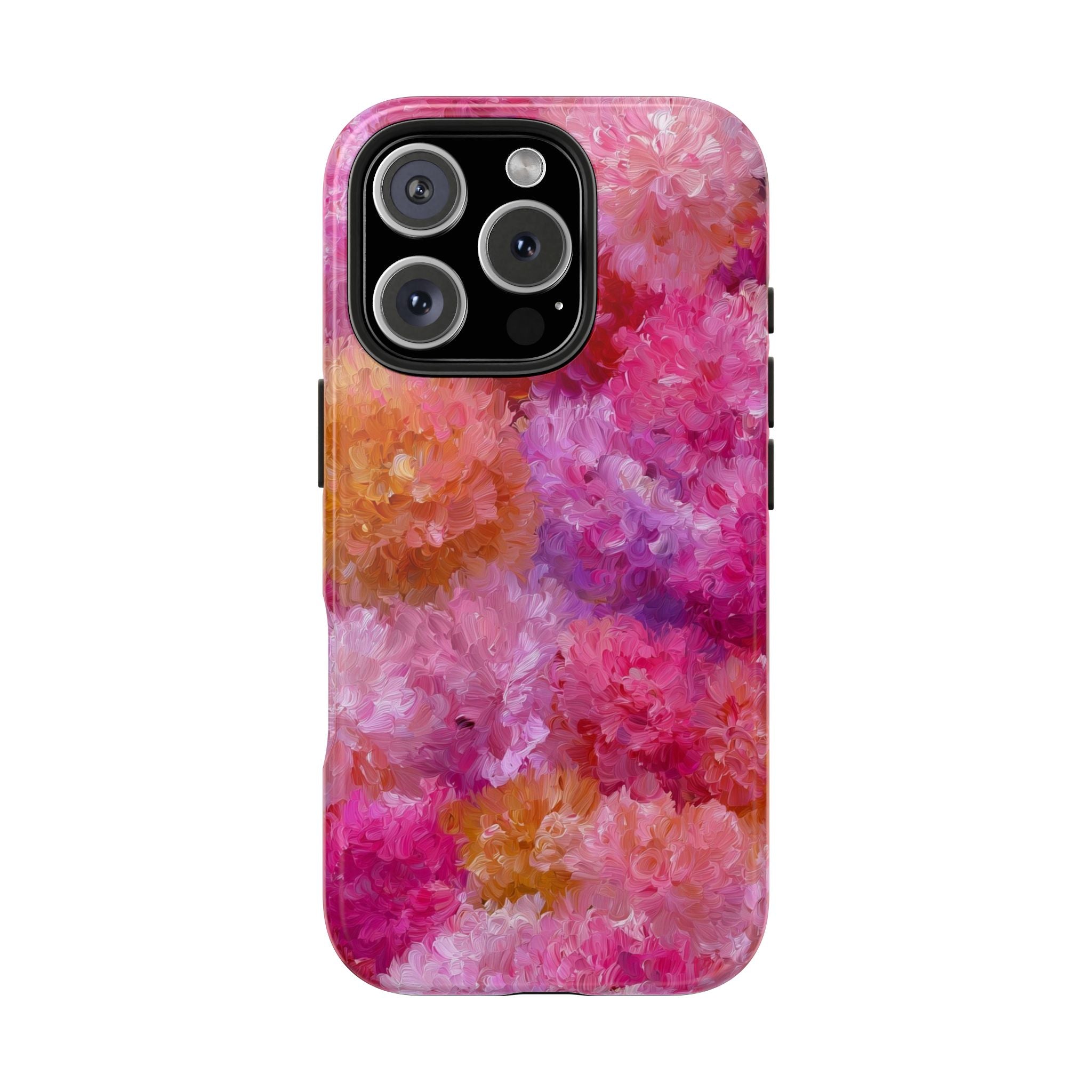 Floral Burst Tough Phone Case — Pink Watercolor Peony Protective Cover
